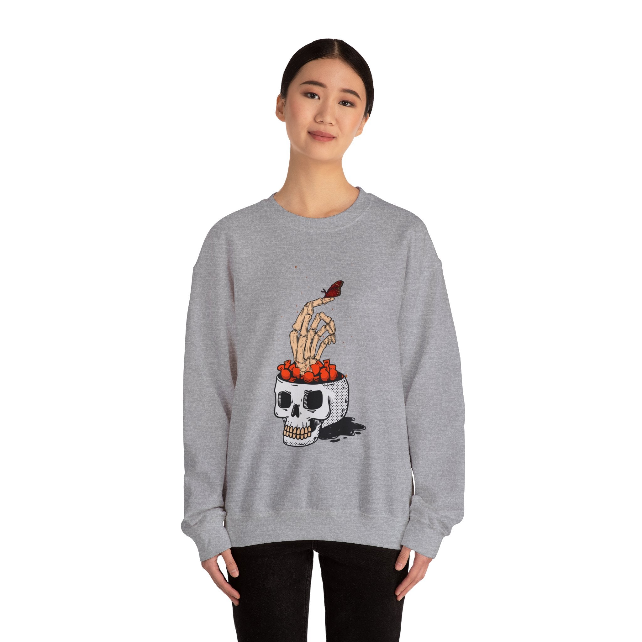 Skull skeleton hand halloween Sweatshirt, Skeleton Hand T-Shirt, Skeleton Shirt, Horror Gift, Skeleton Rock Tee, Rock and Roll Shirt