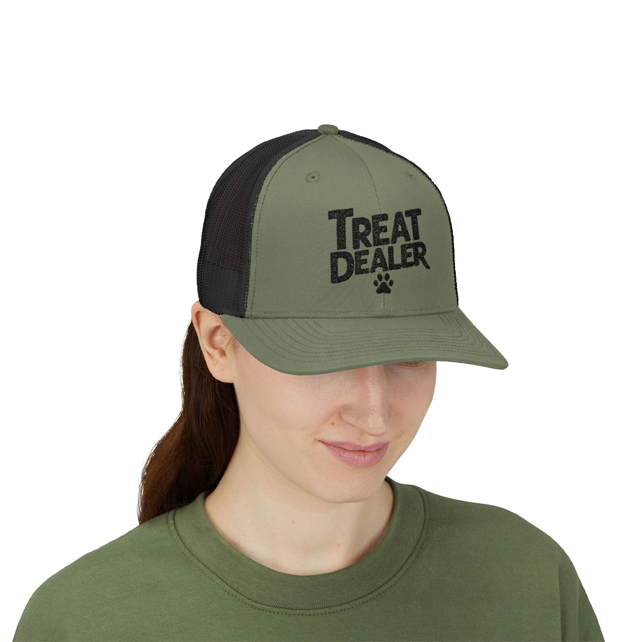 Custom Embroidery Treat Dealer Hat, Funny Dog Cap, Funny Dog Owners, Custom Pet Lover Gift, Unique Dog Owner Gifts, Custom Dog Snapback Trucker Cap