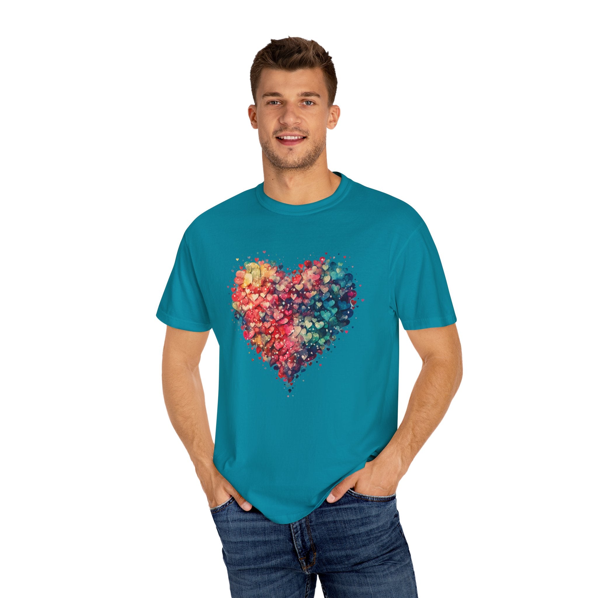 Valentines Watercolor Hearts Shirt, Comfort Color Valentines Day Shirt, Womens Valentines Day Gift, Cute Heart Valentines Love Shirt