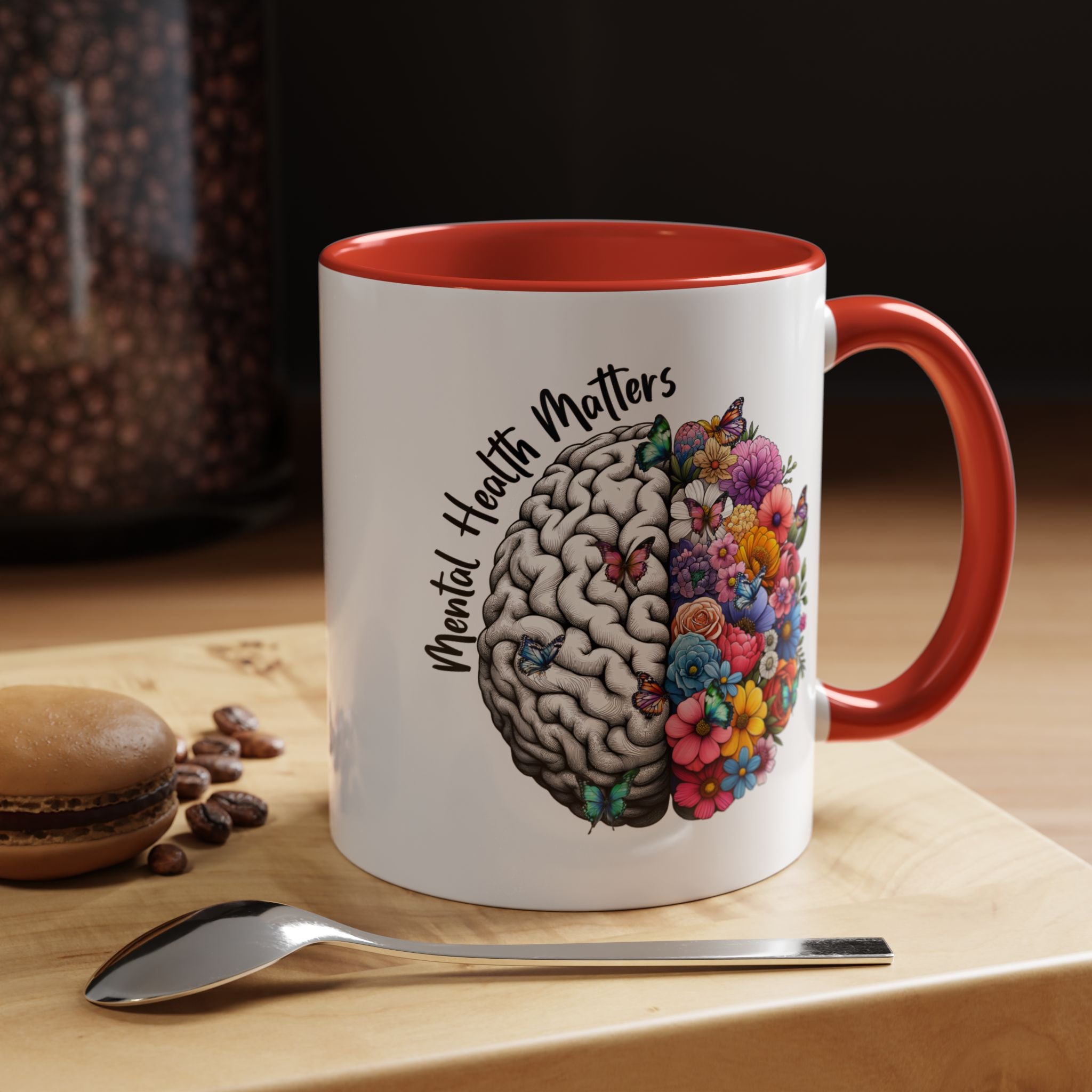 Mental Health Matters, Mental Health Coffee Mug, School Psychologist Mug, Inspirational Gift, Mental Health Awareness Mug, Floral Brain Mug