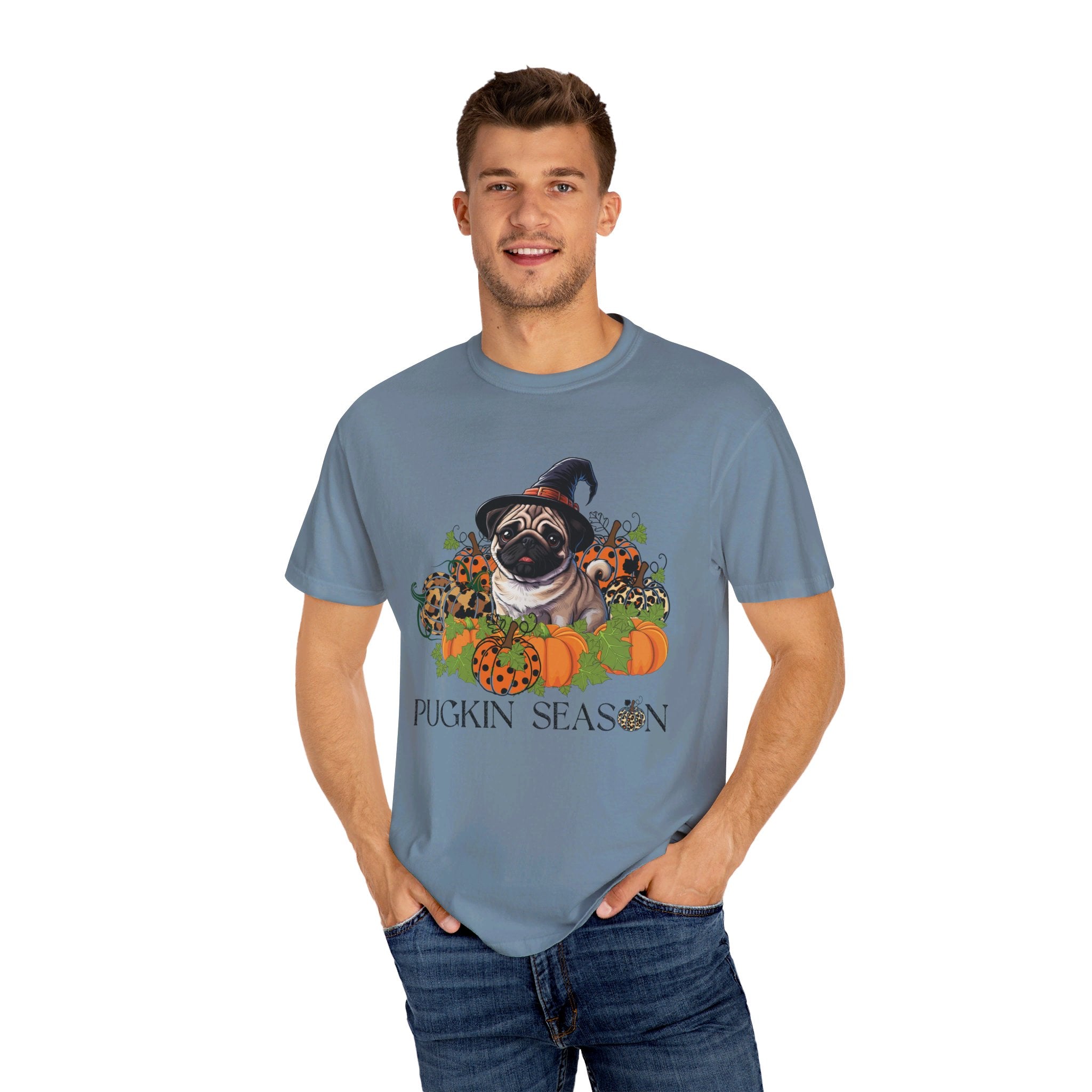 Fall Pug Shirt, Pugkin Season Shirt, Leopard Print Pumpkin T-shirt, Cute Dog Lover Graphic Tee, Halloween Party Gift Tshirt