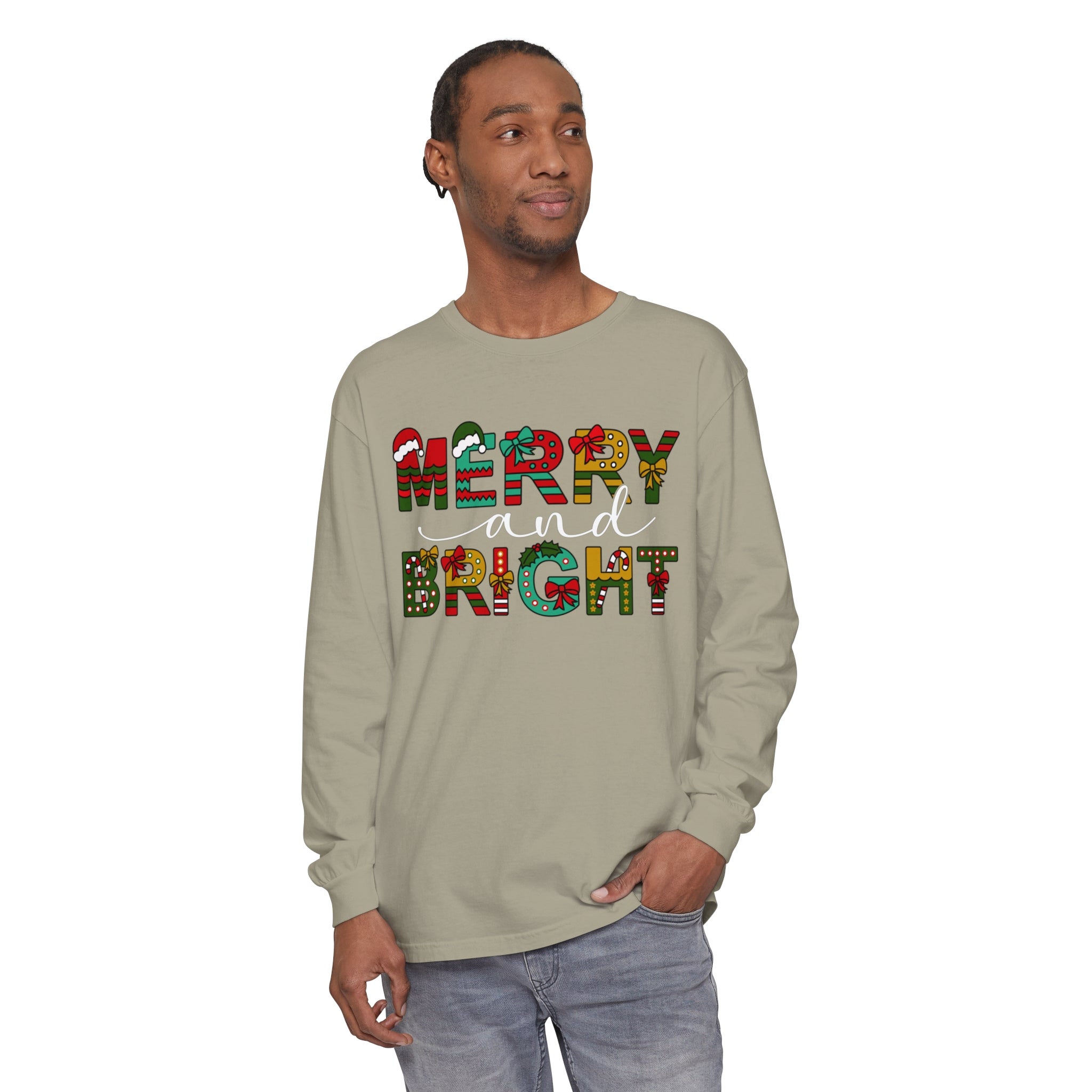 Merry and Bright Christmas Long Sleeve Shirts Christmas Shirts For Women Merry and Bright Shirt Cute Festive Gift Festive Holiday Shirts Cute XMAS Gift