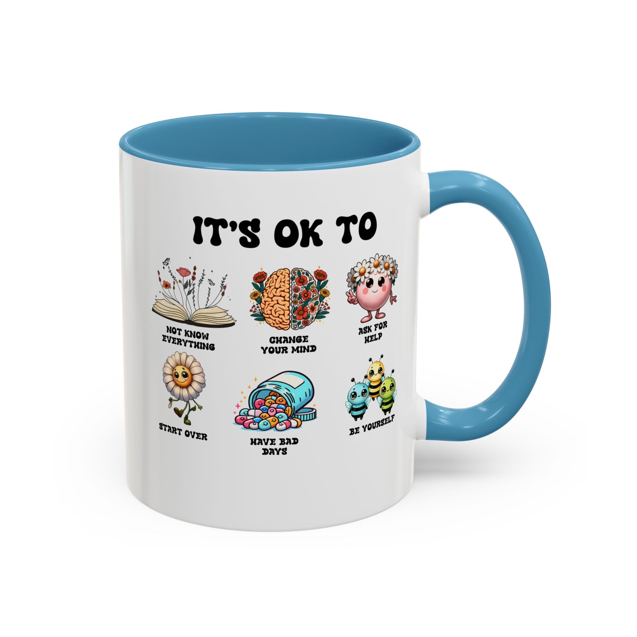 Teacher Coffee Mug, Mental Health Mug, Feeling Positive Mug, Diversity, Be Yourself, Therapist School Counselor Mug its ok