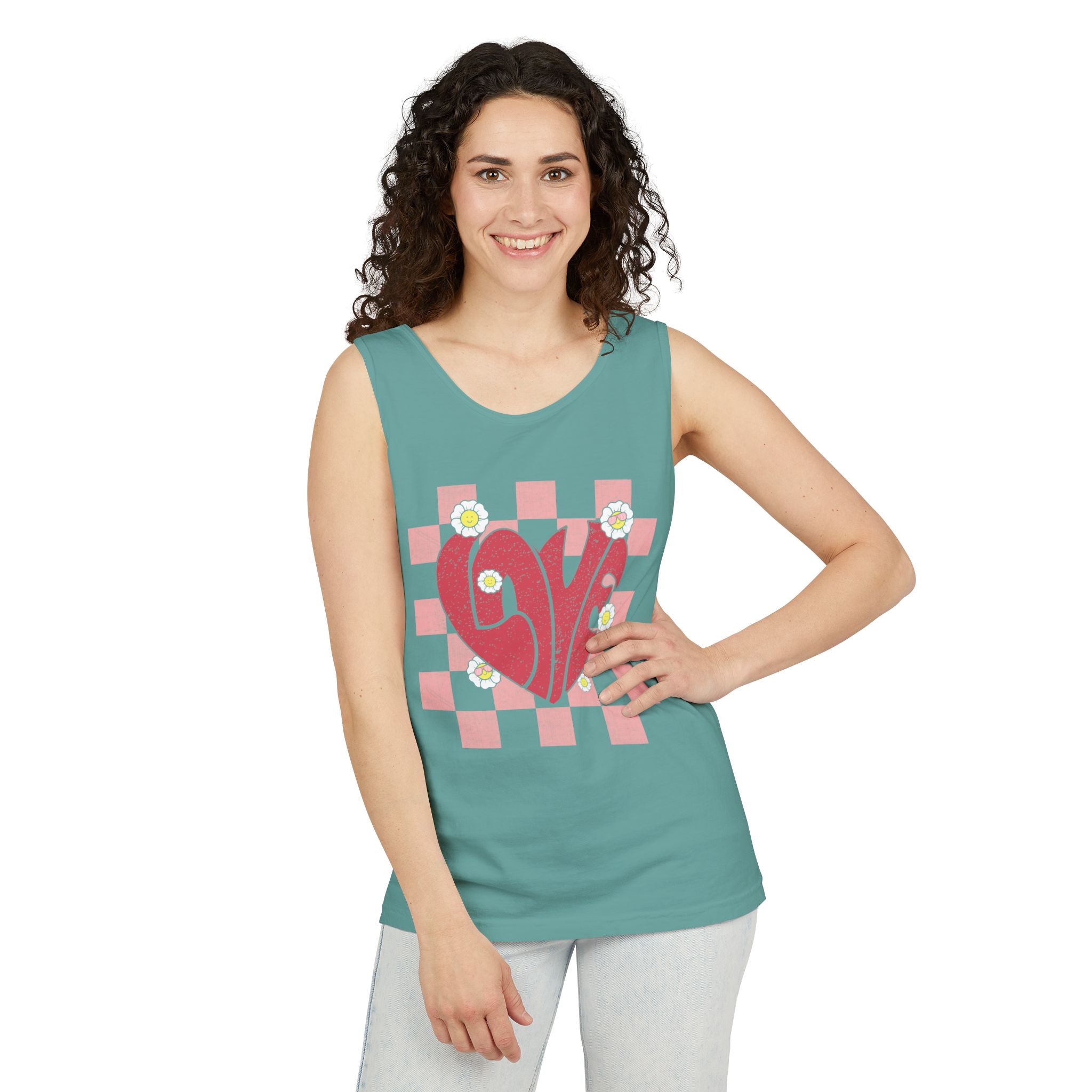 Valentine Heart Tank Top, Retro Love Shirt, Love T-Shirt, Valentines Day Gift, Checker heart tee, Heart Love Tank Top