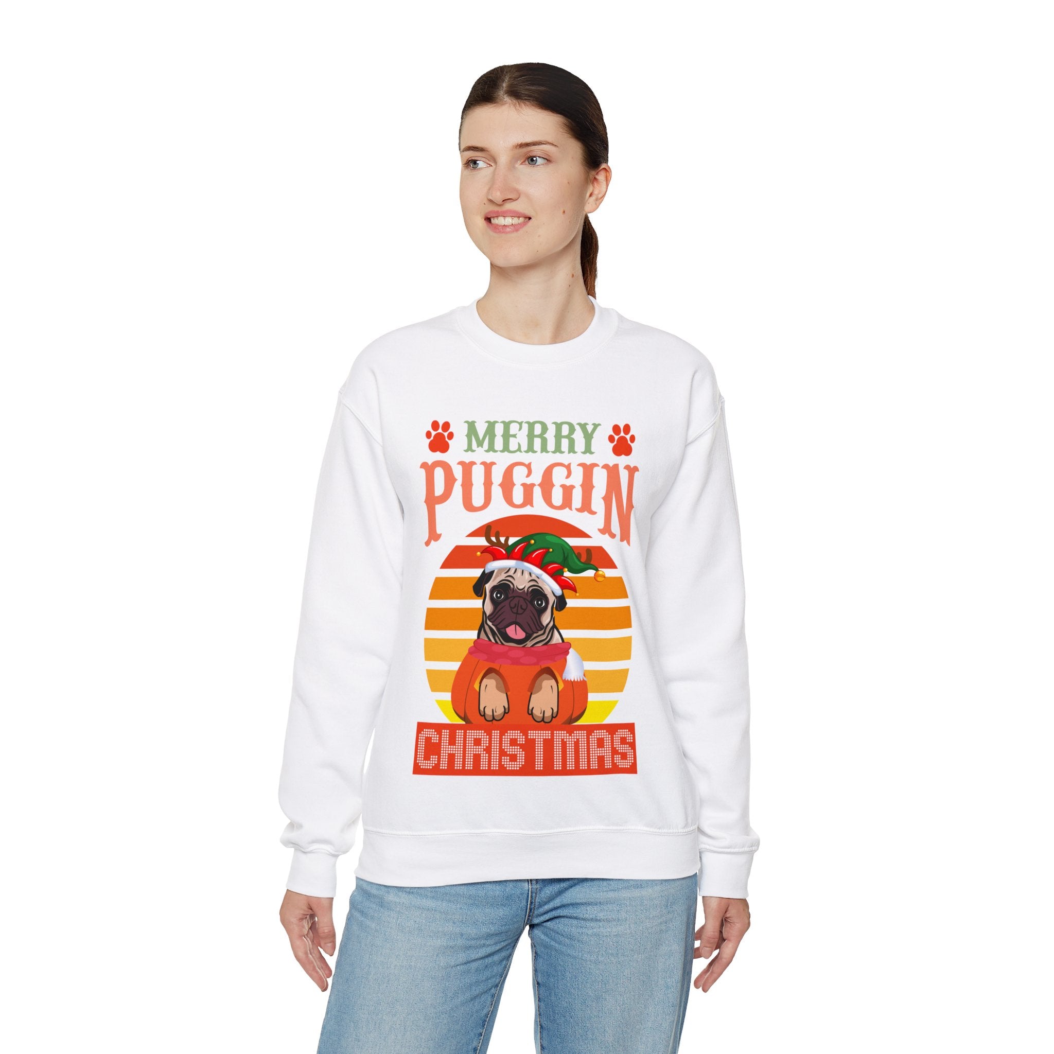Pug Christmas Sweatshirt, Dog Lover Gift, Holiday Sweaters, Christmas Pugs Shirt, Pug In Santa Hat, Dog Mom Shirt, Santa Pug Shirt