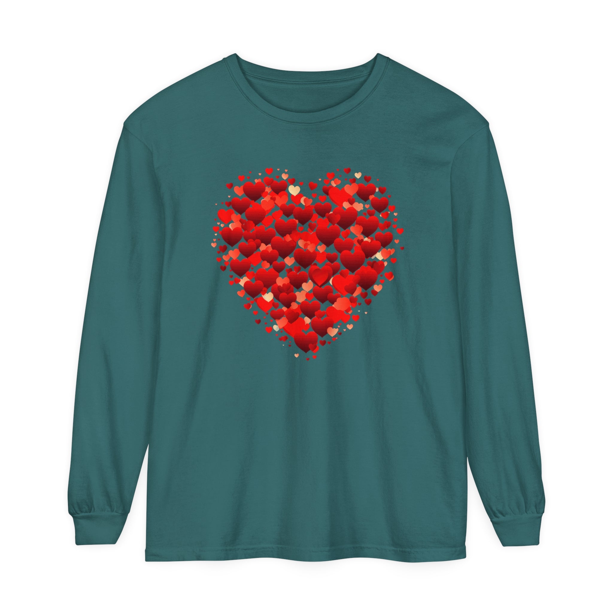 Valentines Day Red Heart Long Sleeve T-Shirt, Anniversary Love Long Sleeve Shirt, Double Heart Sweatshirt, Birthday Red Heart Shirt, Mothers Day Tee