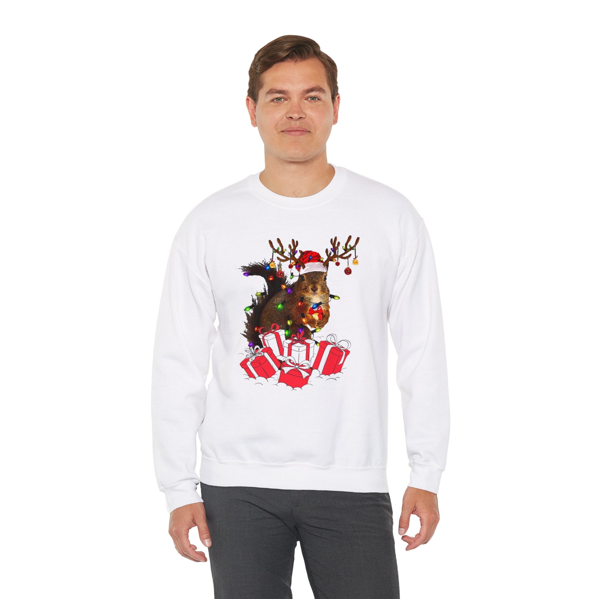 Christmas Squirrel Lights Sweatshirt, Christmas Sweatshirt, Funny Christmas Sweat, Christmas Gift Sweater, Holiday Crewneck