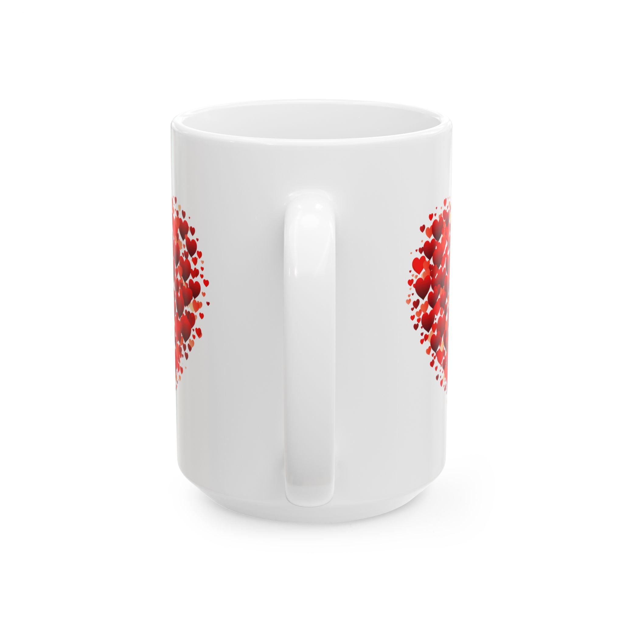 Valentines Day Double Red heart Mug, V-Day Heart Mug, Valentine's Day Mug, Heart Coffee Mug