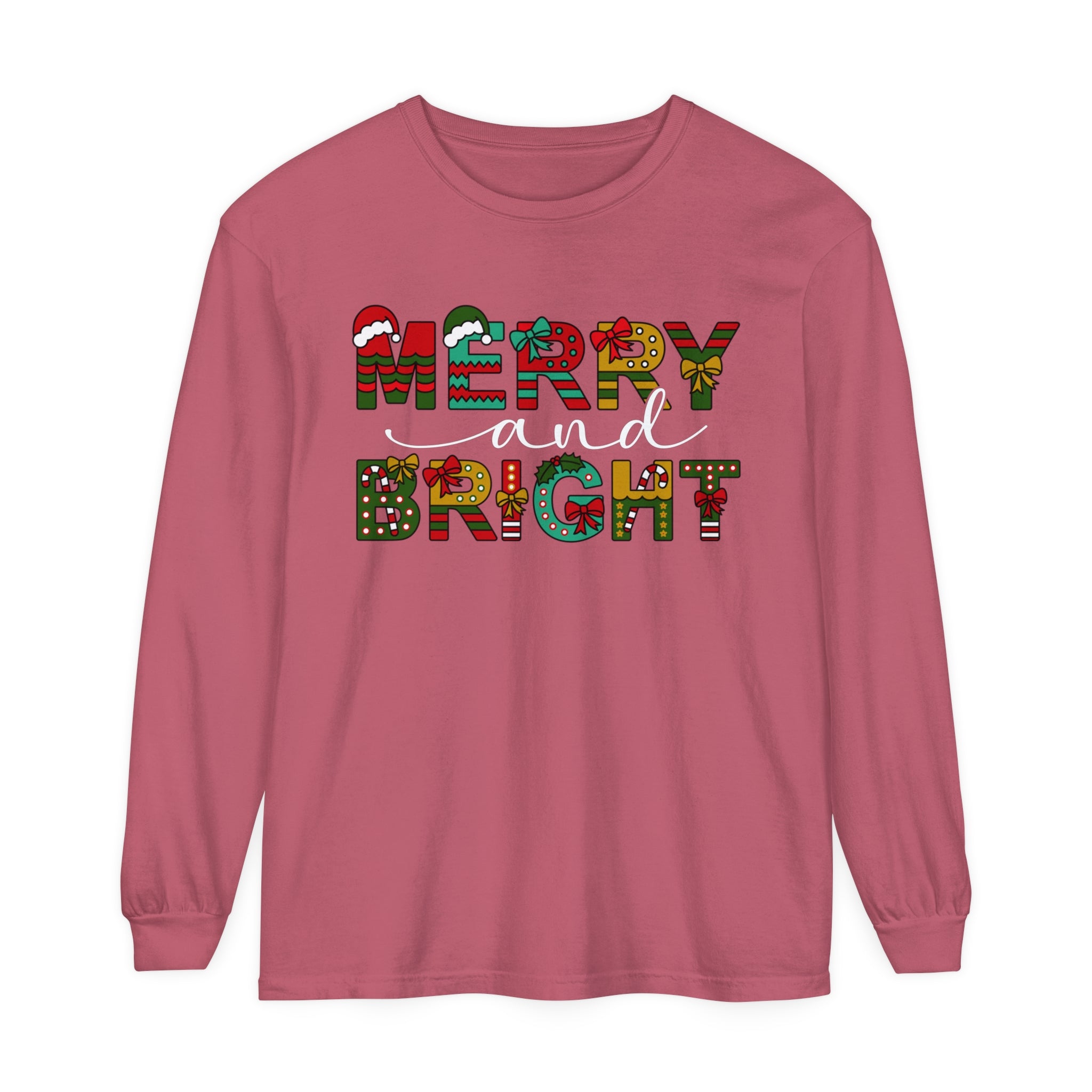 Merry and Bright Christmas Long Sleeve Shirts Christmas Shirts For Women Merry and Bright Shirt Cute Festive Gift Festive Holiday Shirts Cute XMAS Gift