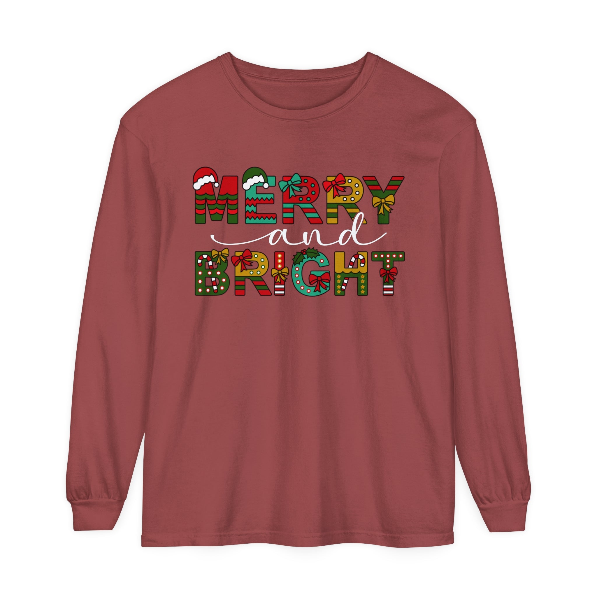 Merry and Bright Christmas Long Sleeve Shirts Christmas Shirts For Women Merry and Bright Shirt Cute Festive Gift Festive Holiday Shirts Cute XMAS Gift