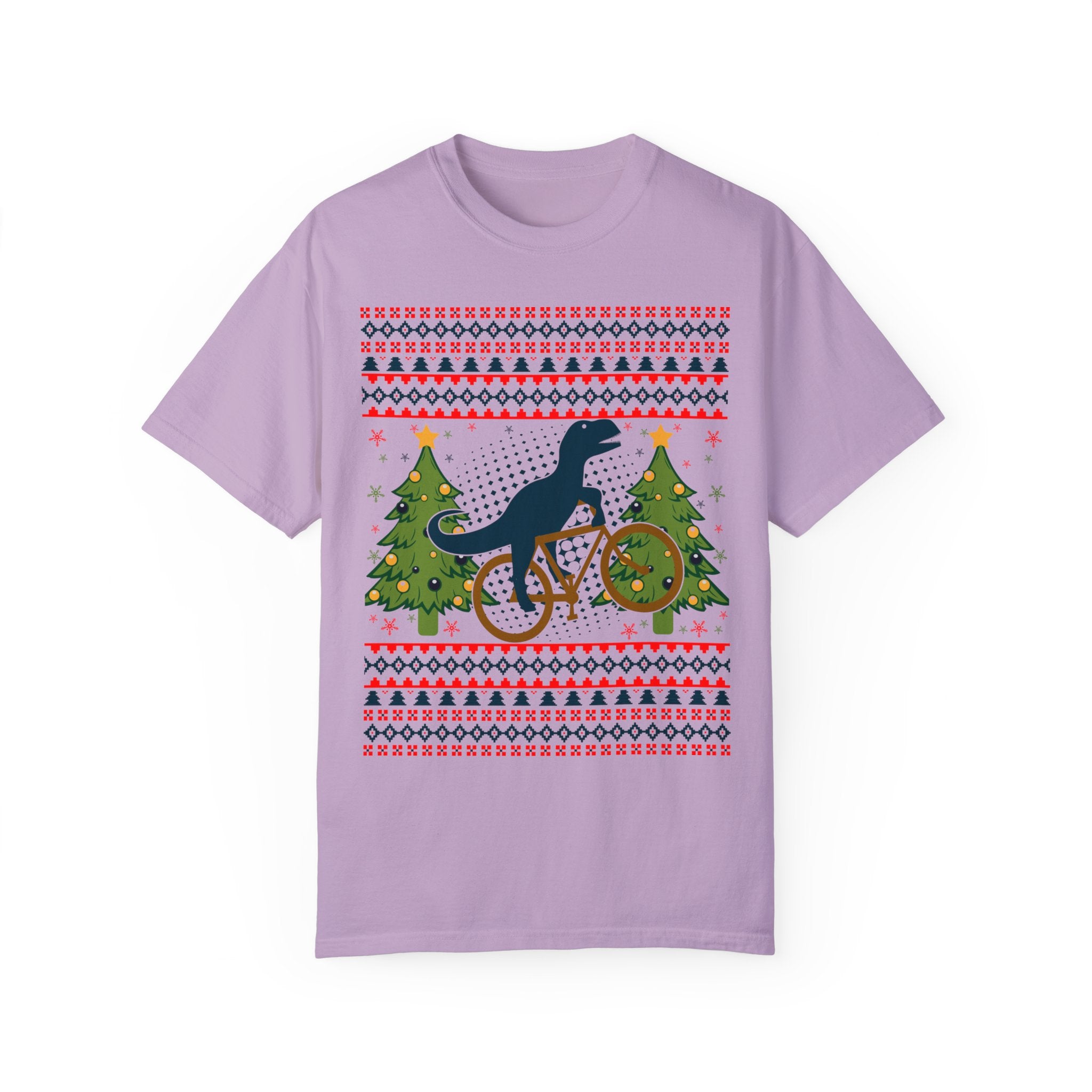 Ugly Christmas Dinosaur Riding Bike Shirt, Dinosaur Christmas Sweater, Dino Riders Tshirt, Dinosaur on a Bike Shirt