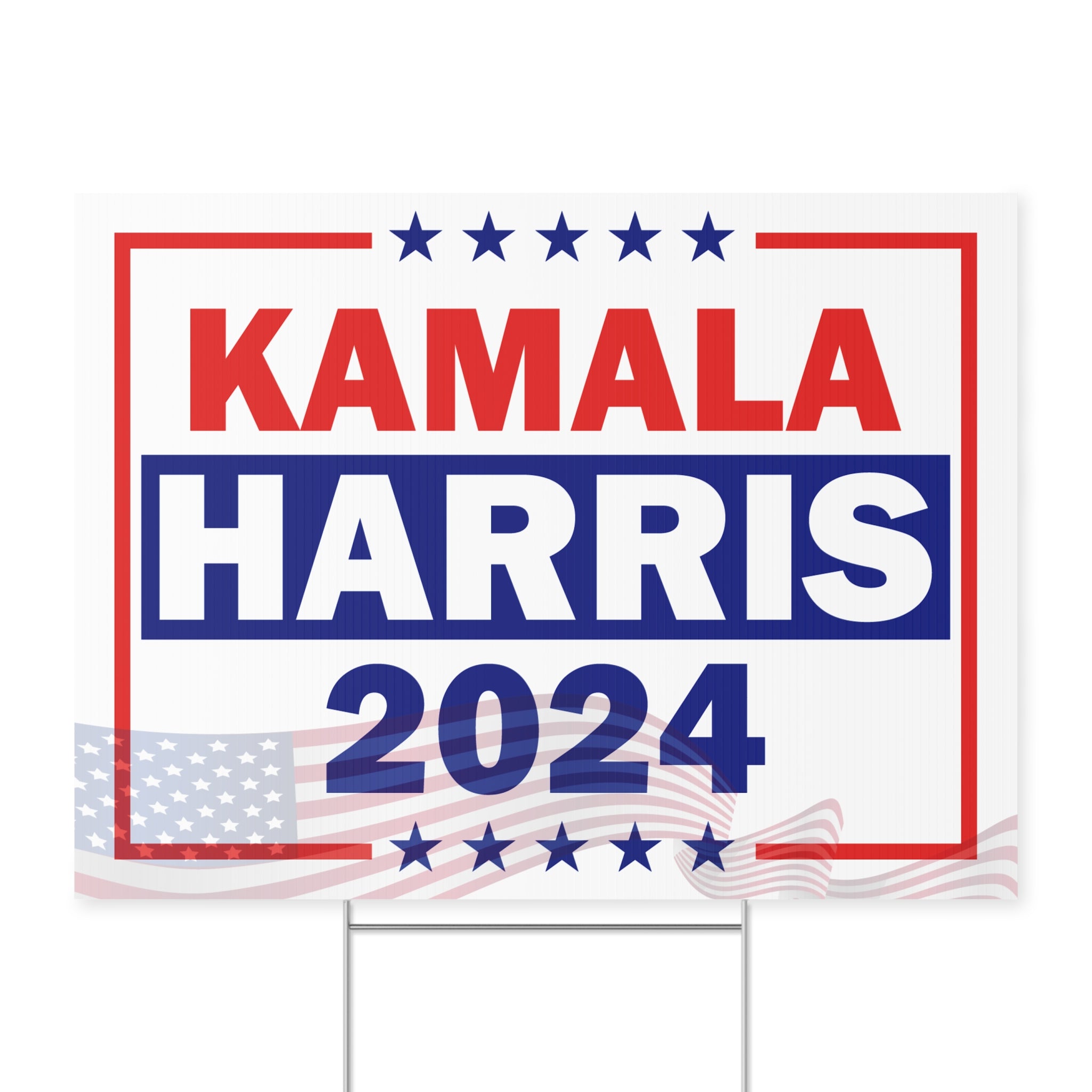 Kamala Harris 2024 Presidential Election, Democratic Party Yard Sign with Metal H Stake