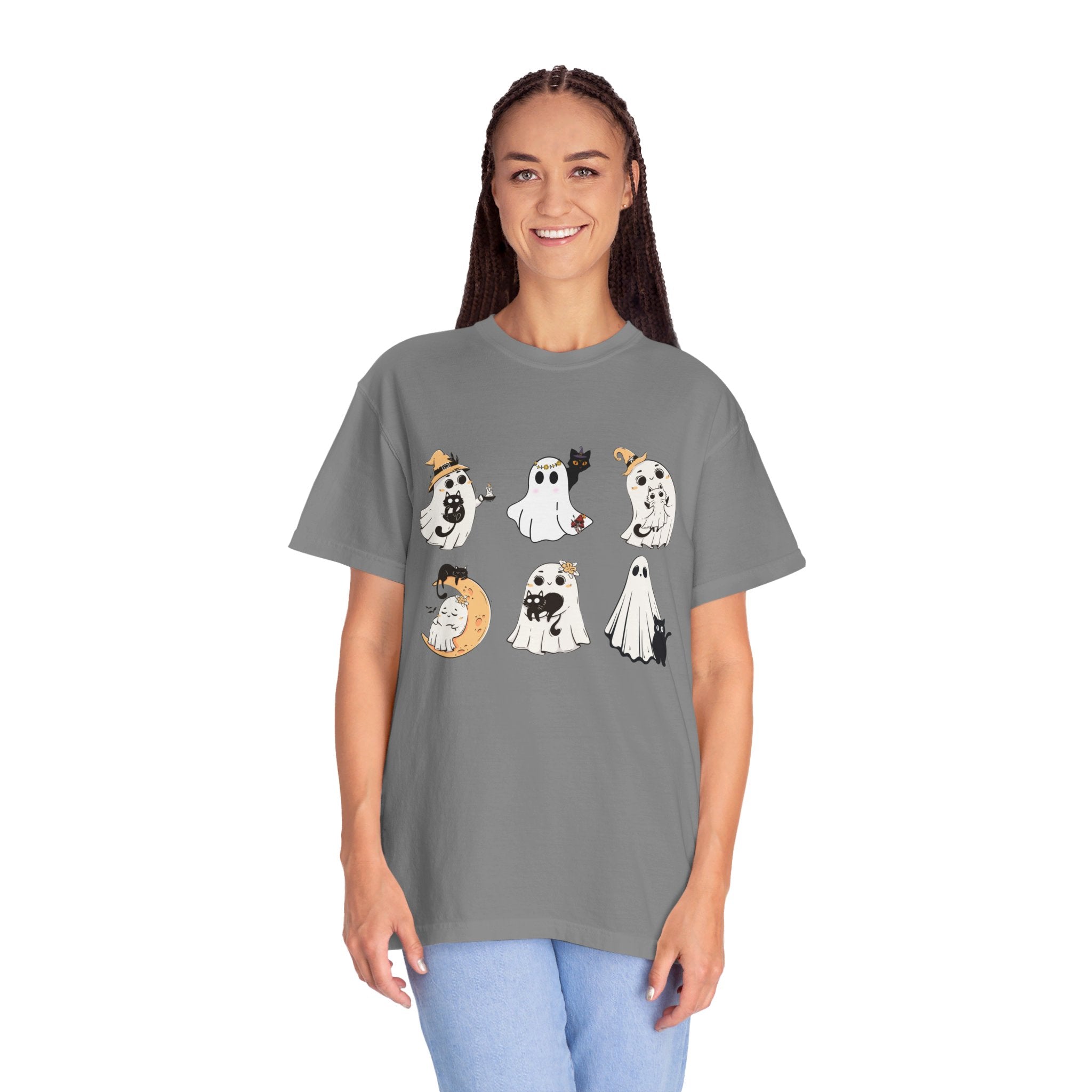 Cute Ghost Black Cats Halloween Shirt Ghost Cat Halloween Tee Cat Lover Gift Spooky Season Shirt Halloween Gift Cats Owner