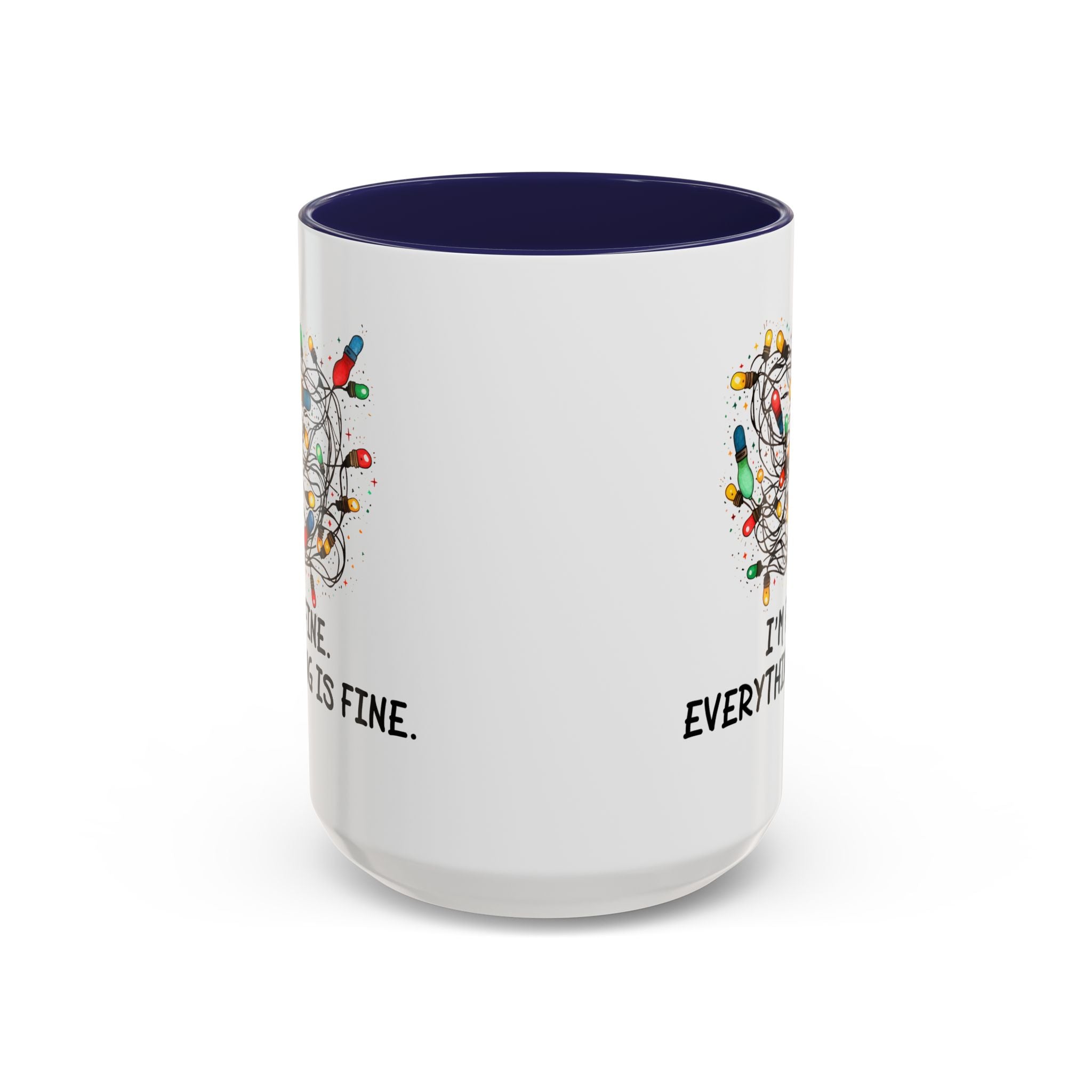 I'm Fine Everything Is Fine Christmas Mug, Christmas Lights Mug, Funny Coffee Mug, Tangled Lights, Crazy Shopping Christmas Mug, Madness