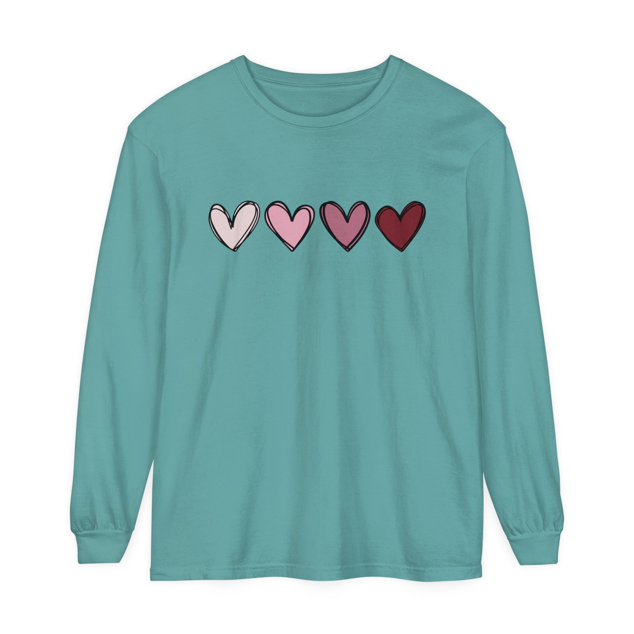 Valentine Double Heart Long Sleeve T-Shirt, Cute Valentine Shirt, Valentine Long Sleeve Shirt, Vintage Valentine Sweatshirt, Love Heart Long Sleeve Tee