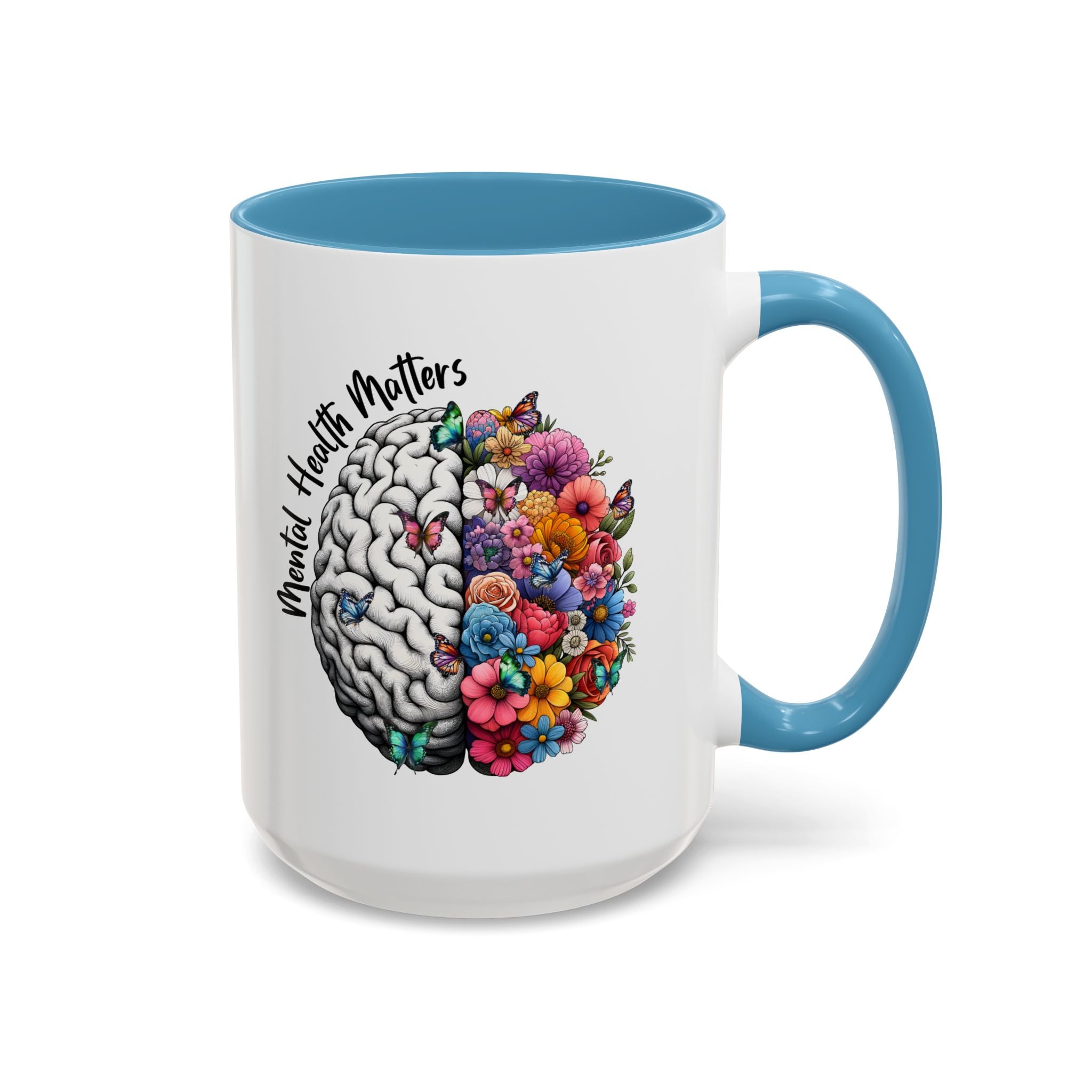 Mental Health Matters, Mental Health Coffee Mug, School Psychologist Mug, Inspirational Gift, Mental Health Awareness Mug, Floral Brain Mug