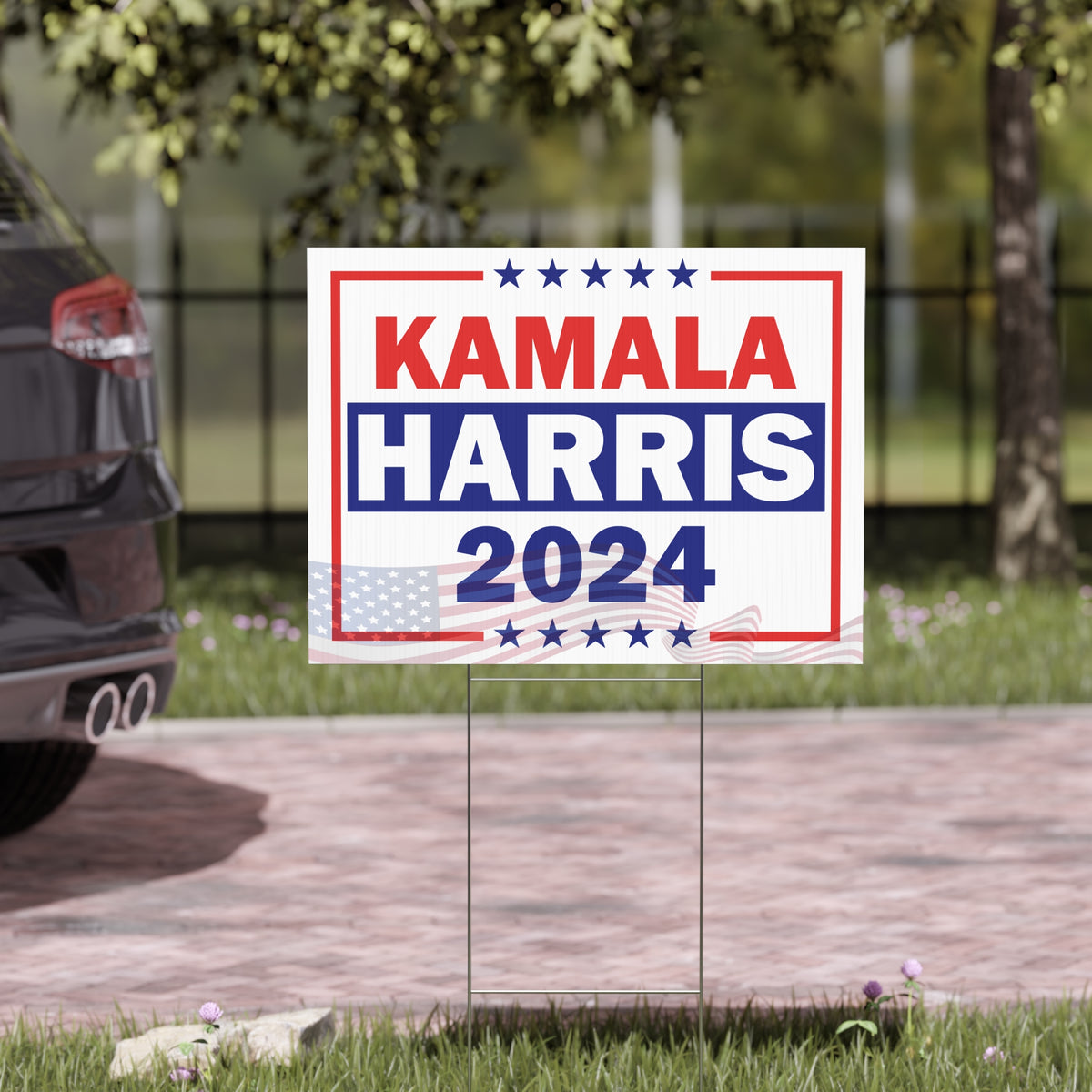 Kamala Harris 2024 Presidential Election, Democratic Party Yard Sign with Metal H Stake