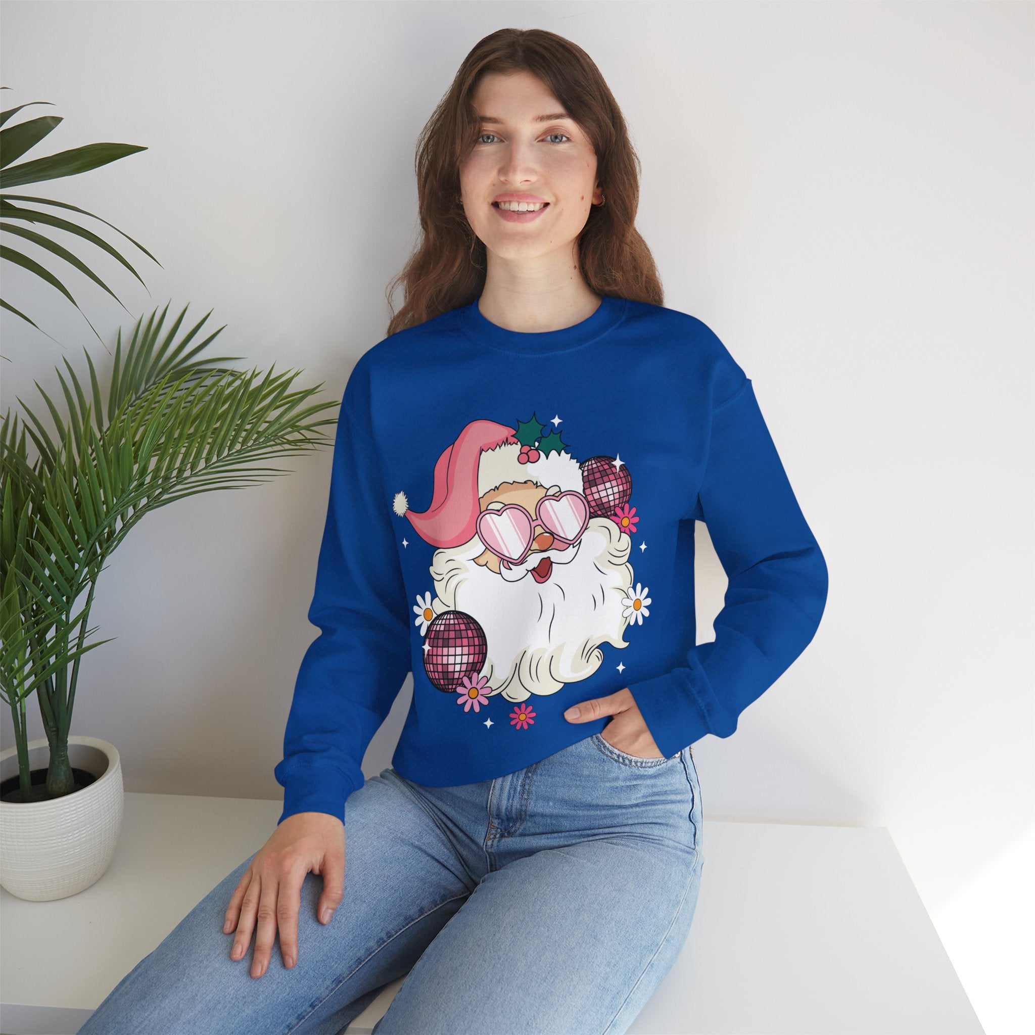 Retro Pink Santa Christmas Sweatshirt Gift for Woman Christmas PJs Matching Family Pajamas Retro Christmas Shirt Vintage Holiday Sweater