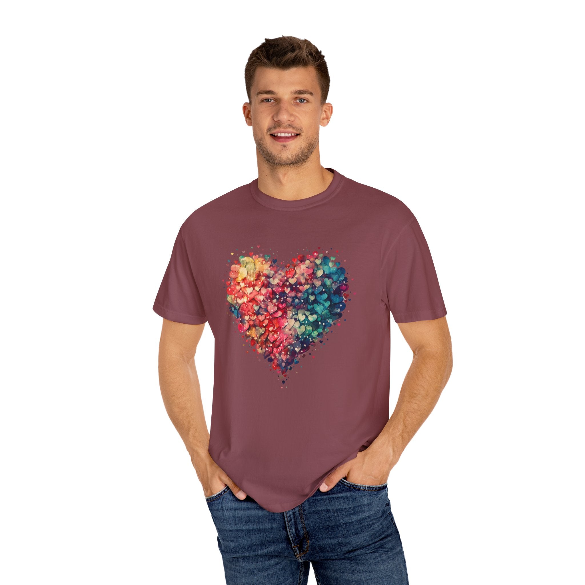 Valentines Watercolor Hearts Shirt, Comfort Color Valentines Day Shirt, Womens Valentines Day Gift, Cute Heart Valentines Love Shirt