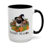 Pugkin Season Cup, Fall Pug Coffee Mug, Leopard Print Pumpkin Gift, Cute Autumn Dog Lover Graphic, Halloween Party Gifts