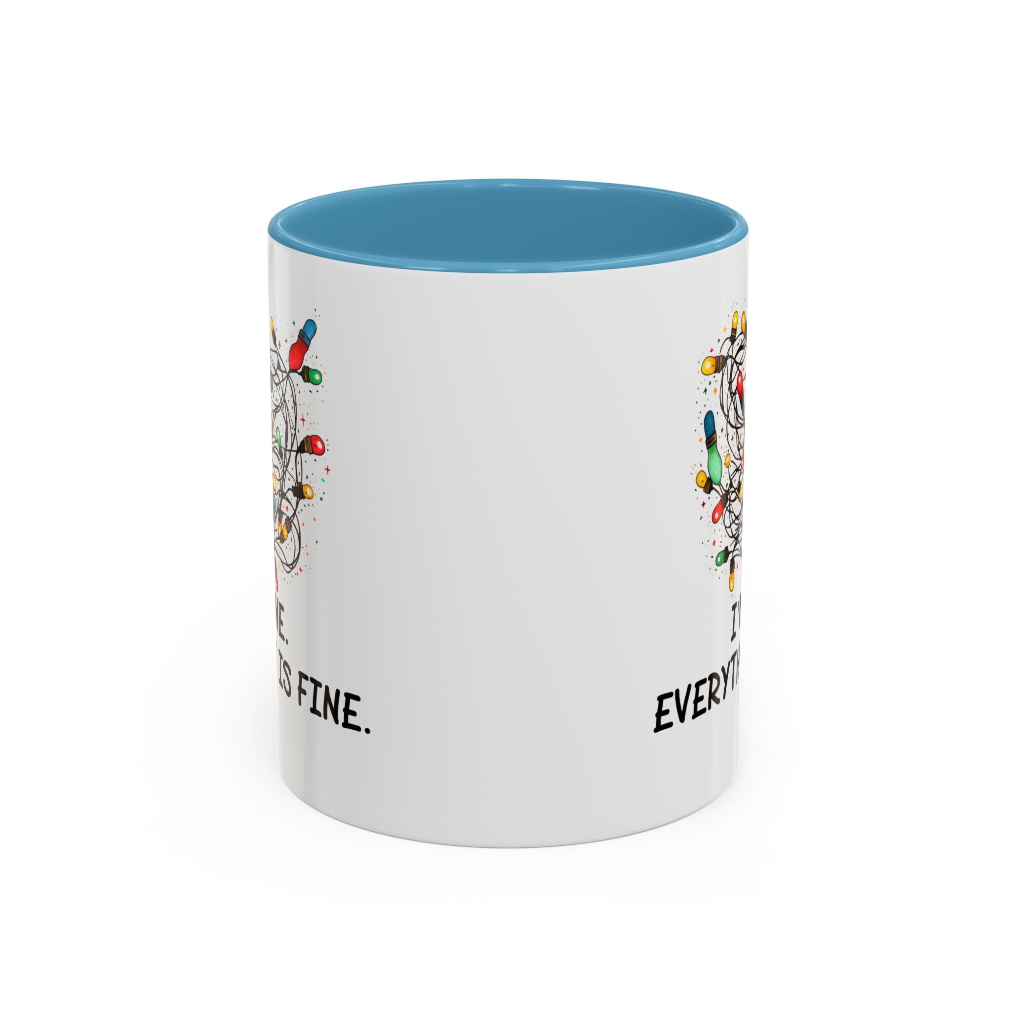 I'm Fine Everything Is Fine Christmas Mug, Christmas Lights Mug, Funny Coffee Mug, Tangled Lights, Crazy Shopping Christmas Mug, Madness