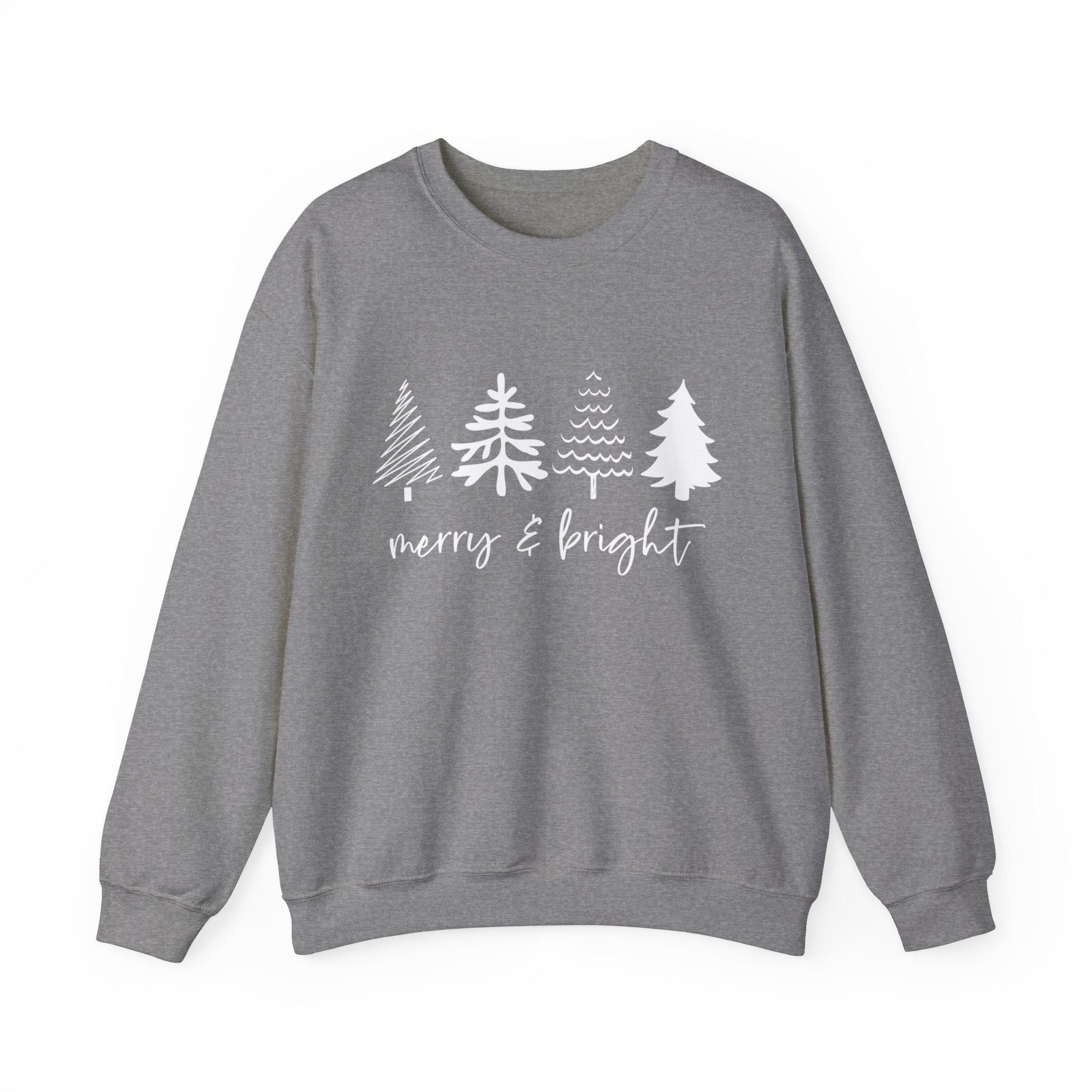 Merry & Bright Christmas Trees Sweatshirt, Merry and Bright Trees, Christmas Sweatshirt, Holiday Sweater, Womens Holiday Sweatshirt, Christmas Shirt, Winter Shirt