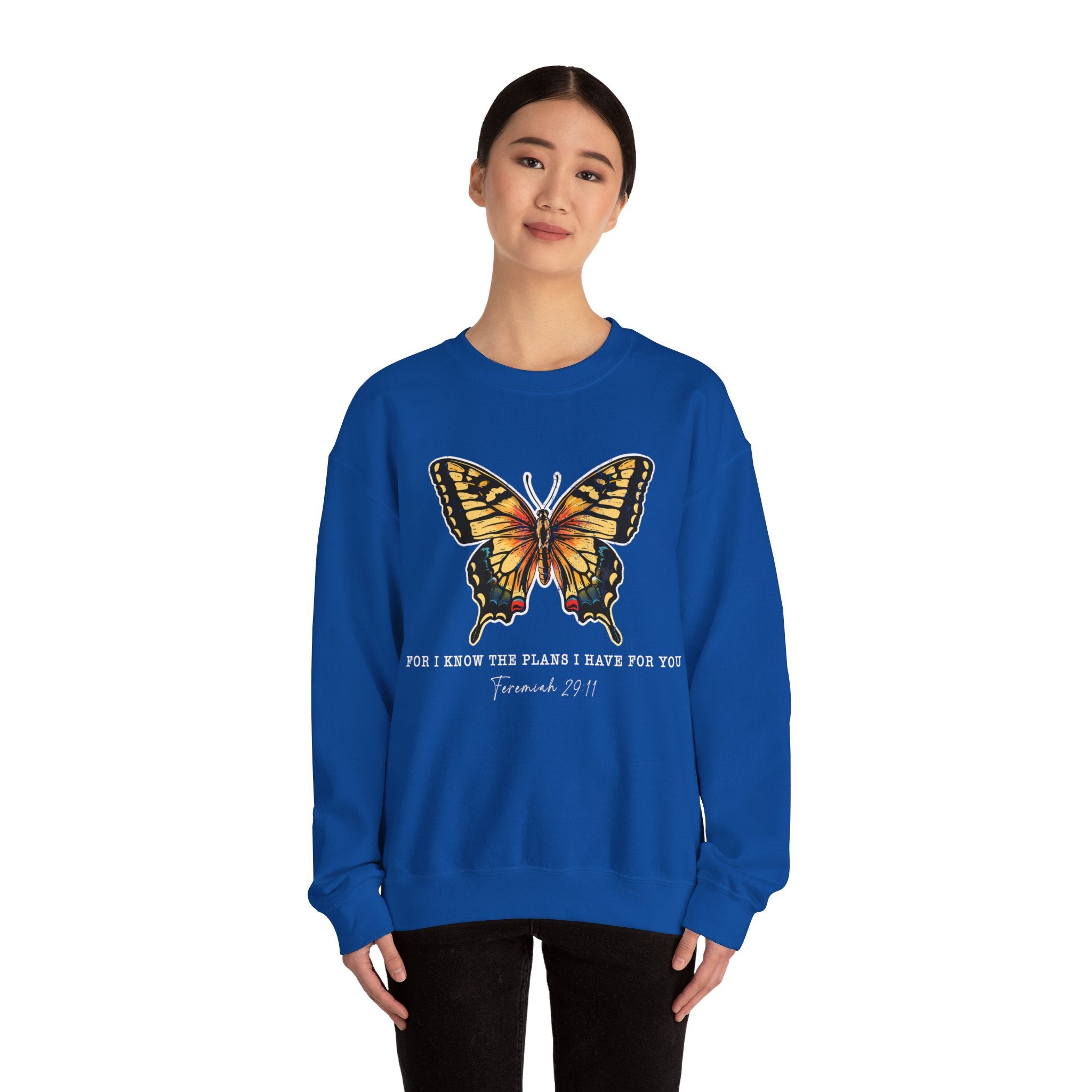 Butterfly Bible Verse Sweatshirt, Religious Shirt, Inspirational Quotes, Christian Shirt, For I Know The Plans I Have For You, Positive Sayings