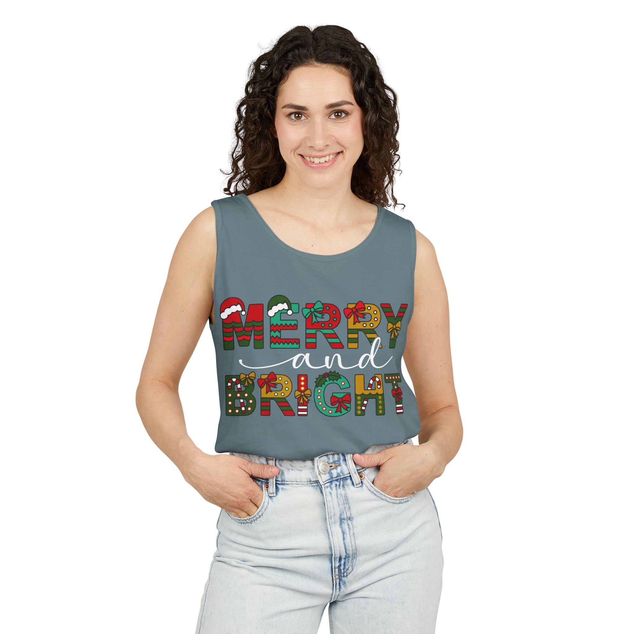 Merry and Bright Tank Top, Merry and Bright Christmas Tank Top, Holiday Shirt for Women, Unique Holiday Gift, Christmas Party Outfit, Xmas Shirts