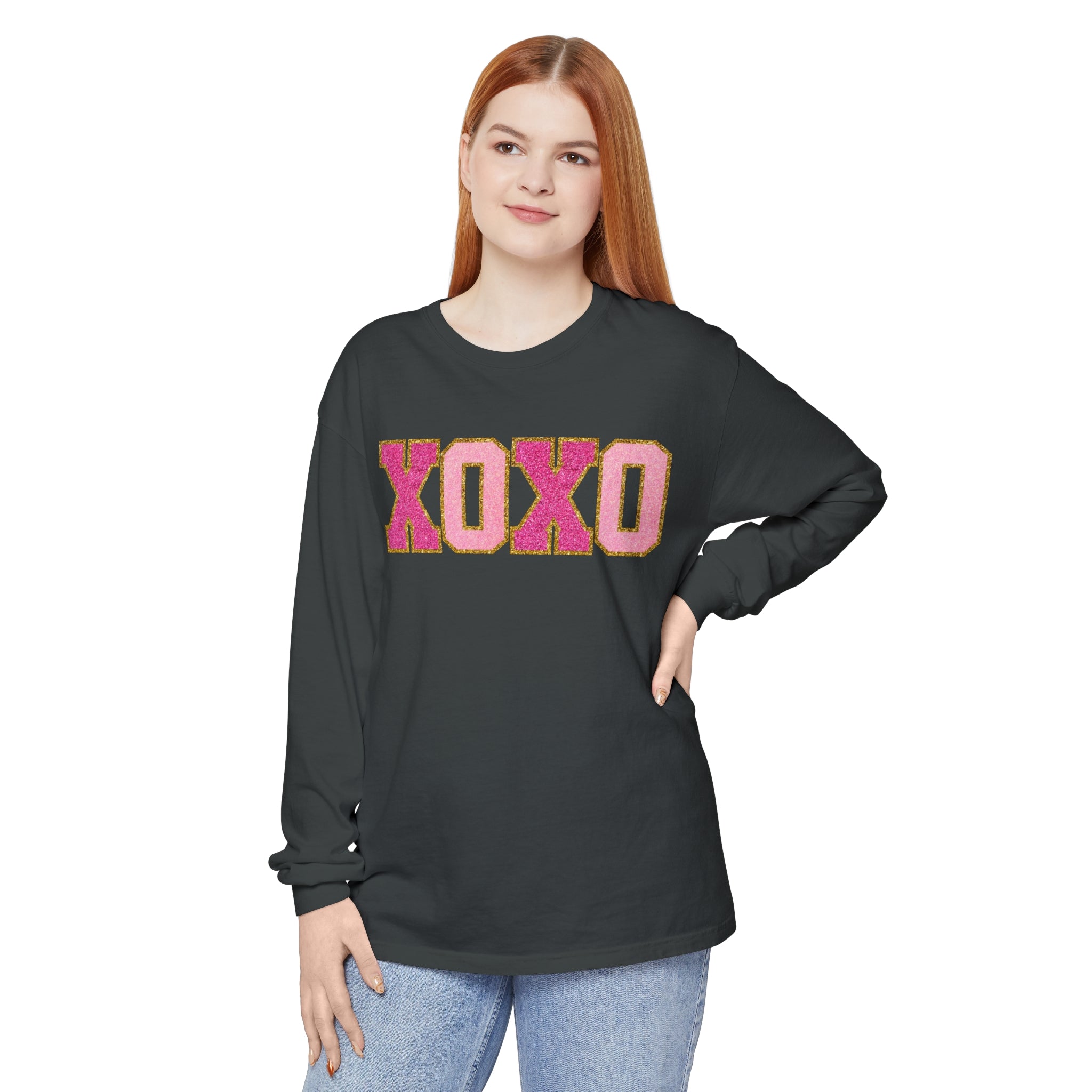 Long Sleeve XOXO Shirt, Valentines Day, Pink XOXO Long Sleeve, Valentines Day XOXO Hearts Shirt