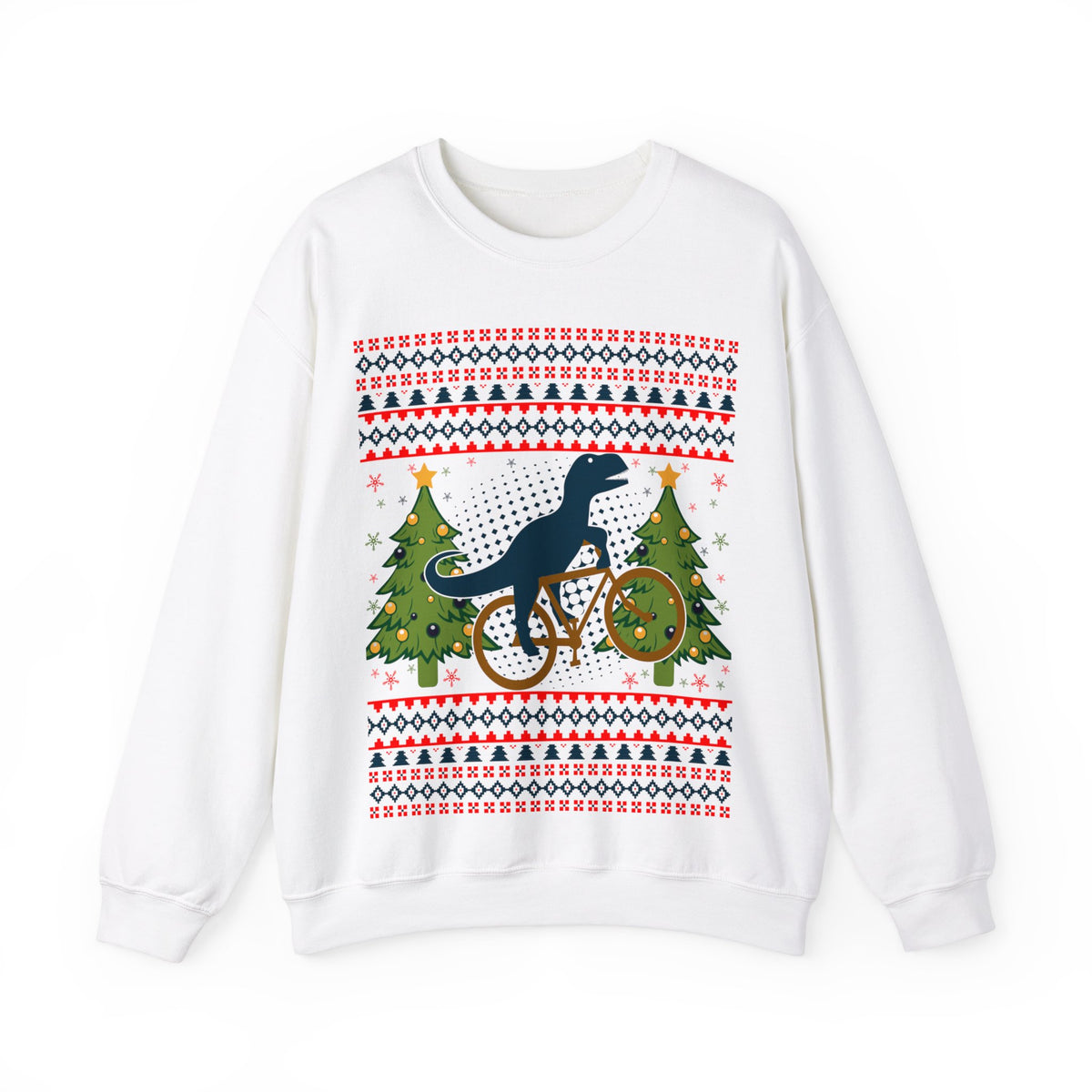 Ugly Christmas Dinosaur Riding Bike Sweater, Dinosaur Christmas Sweatshirt, Dino Riders shirt, Dinosaur on a Bike Shirt