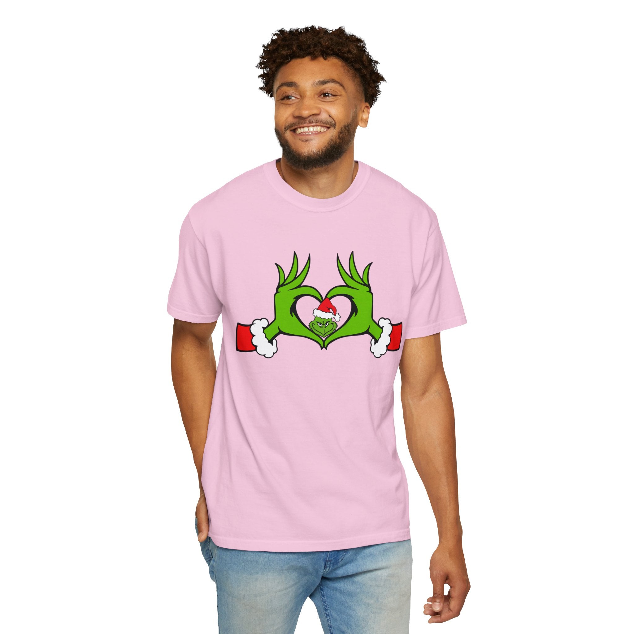 Grinch Heart Hands Graphic Tees, Grinch T-Shirt, Christmas Shirt, Xmas Clothing, Holiday T Shirts, Christmas Gifts, Christmas Party Shirt, Grinchmas T-shirt