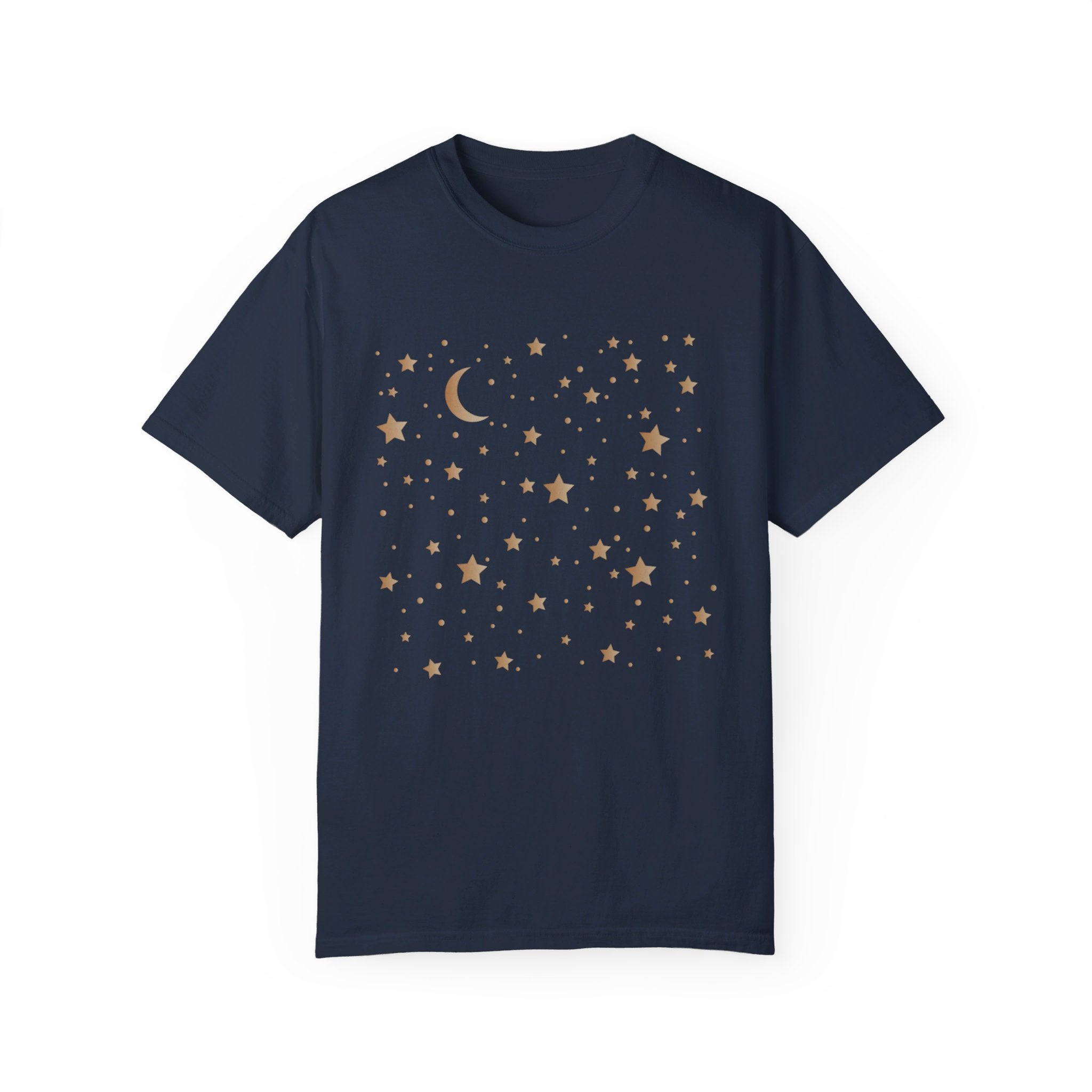 Moon and Stars Celestial T-Shirt, Boho Moon And Stars Shirt, Gold Stars Shirt, Mystical Moon and Stars Shirt, Astronomy Shirt