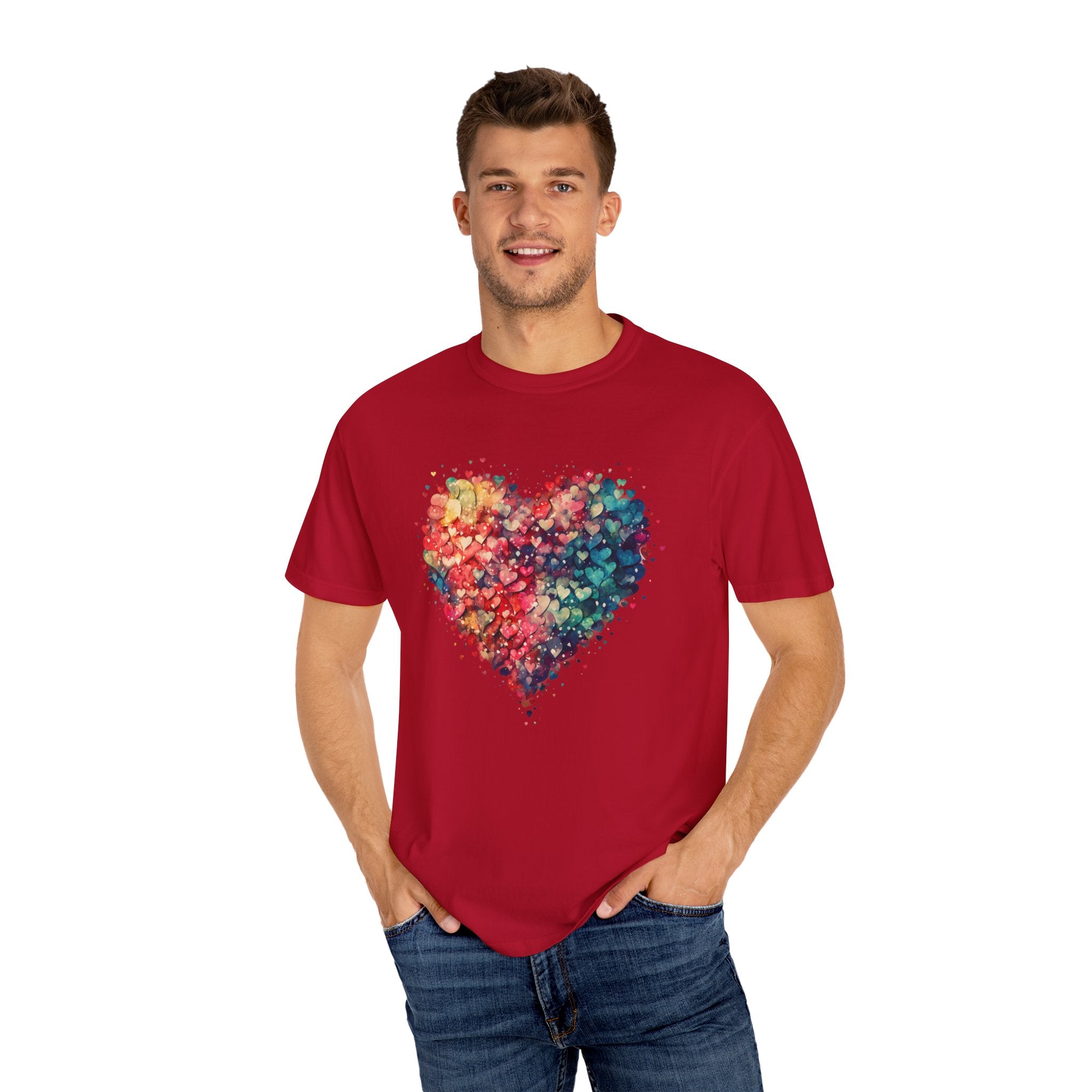 Valentines Watercolor Hearts Shirt, Comfort Color Valentines Day Shirt, Womens Valentines Day Gift, Cute Heart Valentines Love Shirt