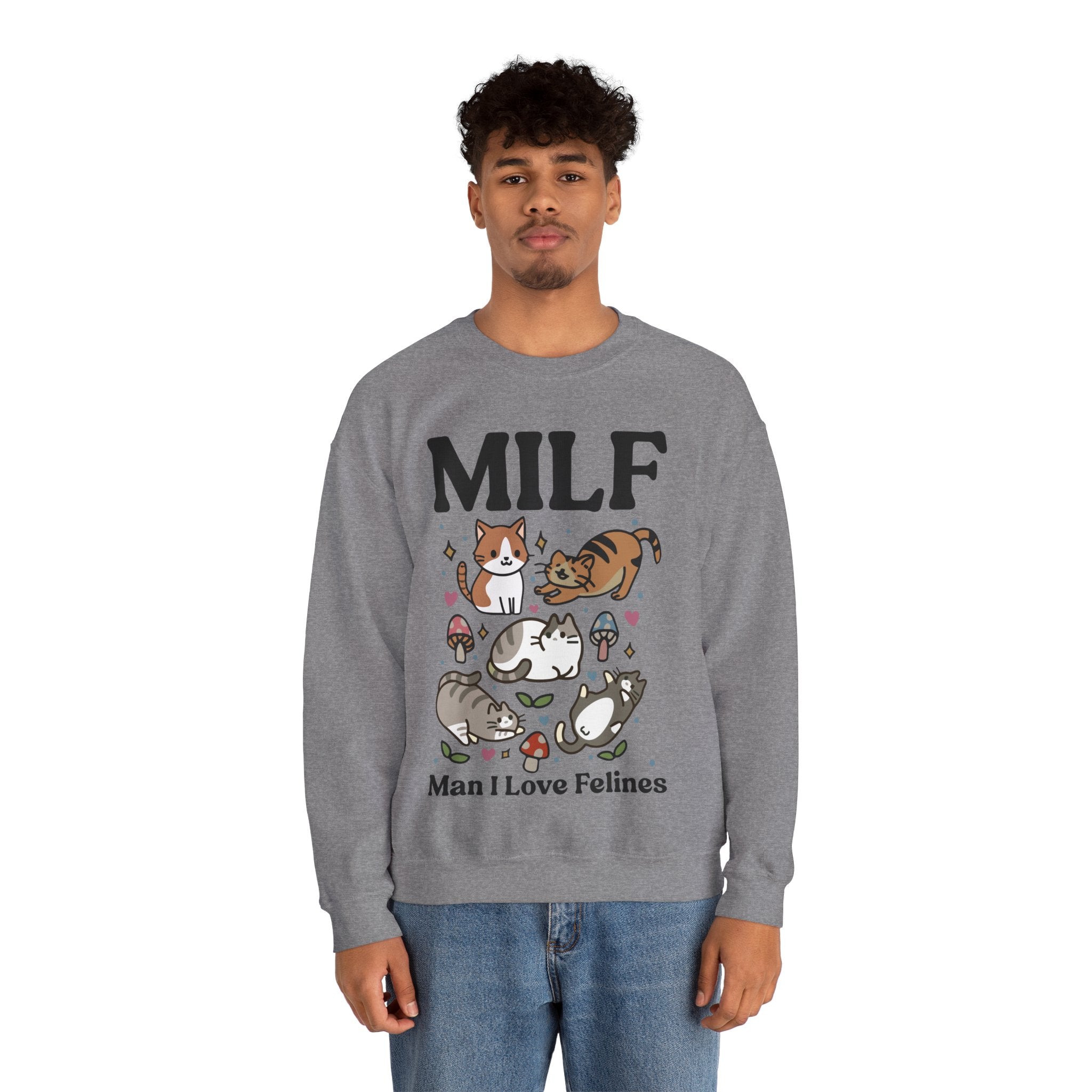 MILF Funny Sweatshirt, Man I Love Felines, Cat Lover Gift, Cat Lover Shirt, Cat Person Gifts, Cat Person Shirt, Mom Shirt Gift, Retro Cat Sweater