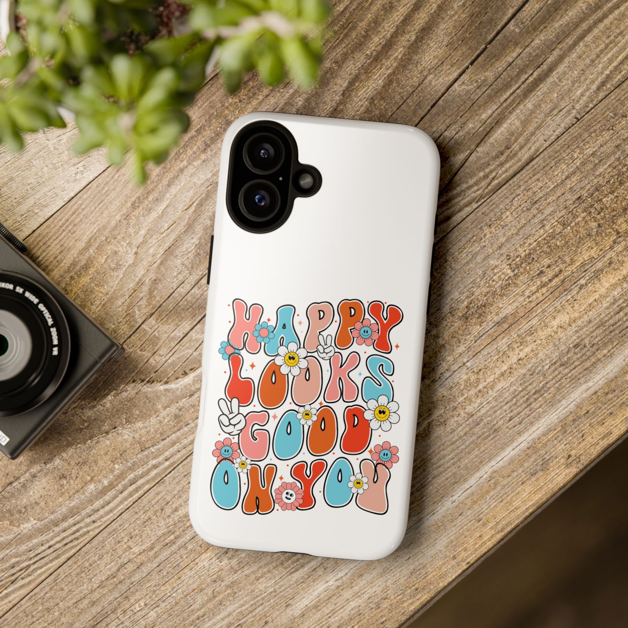 Happy Looks Good on You Phone Case, Mental Health Phone Case, Inspirational Phone Case, Therapist Gift, Depression Phone Case, iPhone, Google Pixel & Samsung Galaxy