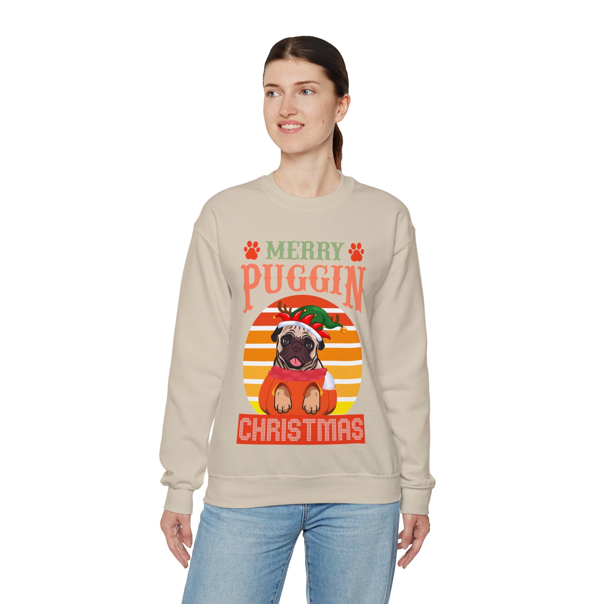 Pug Christmas Sweatshirt, Dog Lover Gift, Holiday Sweaters, Christmas Pugs Shirt, Pug In Santa Hat, Dog Mom Shirt, Santa Pug Shirt