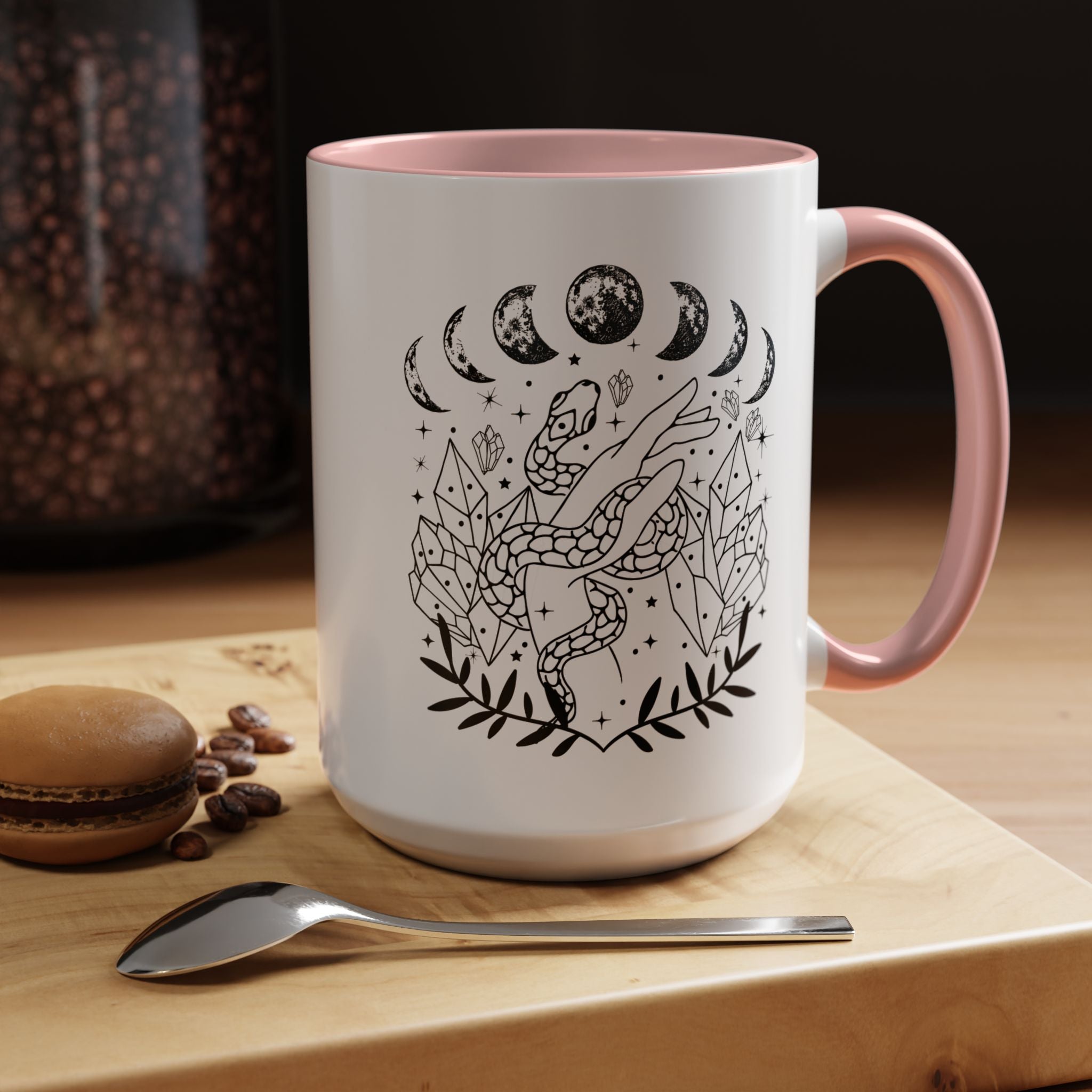 Celestial Snake Coffee Mug, Moon Phase Snake Mug, Coffee Mug, Unique Mystic Coffee Cup