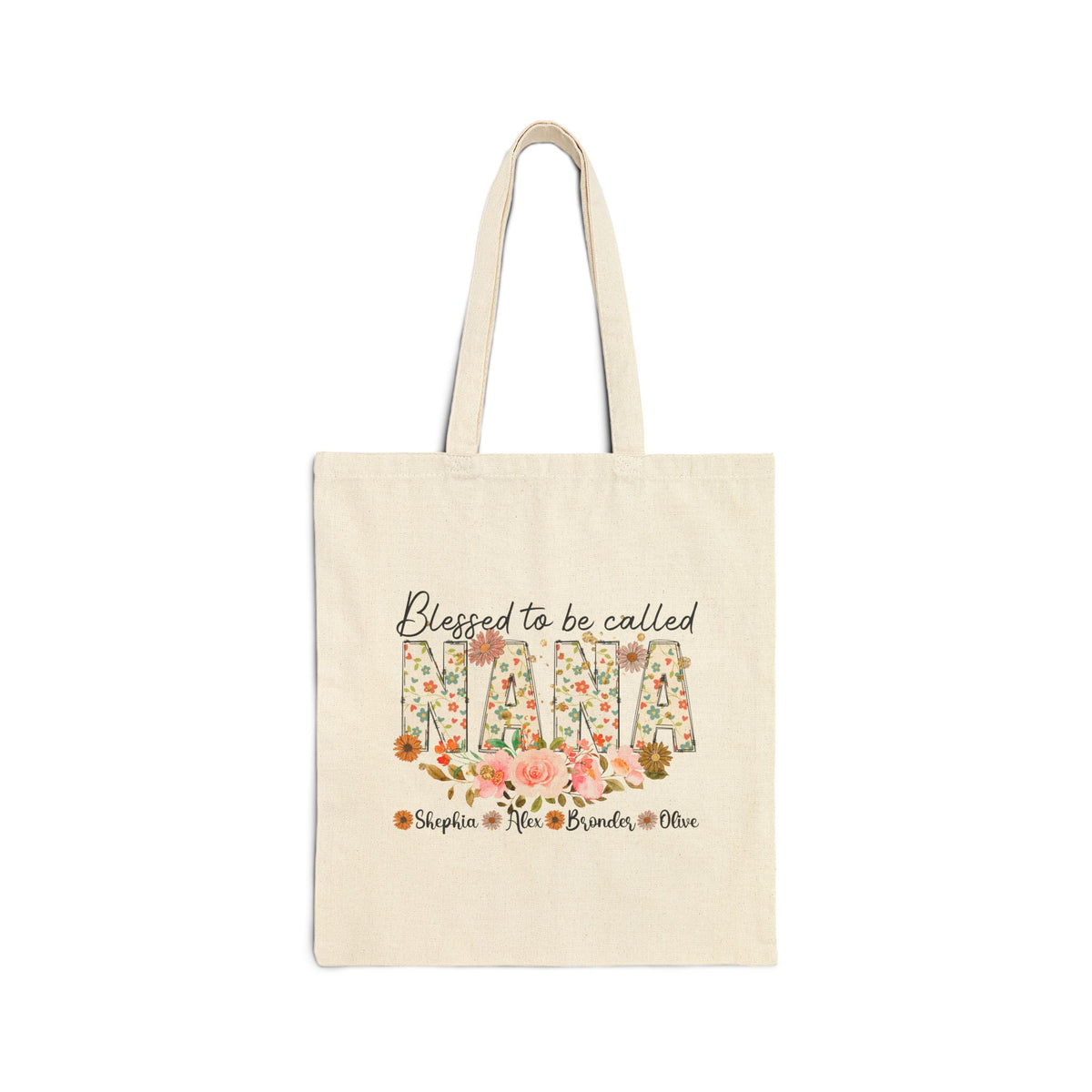 Blessed To Be Called Nana Tote Bag With Kids Names