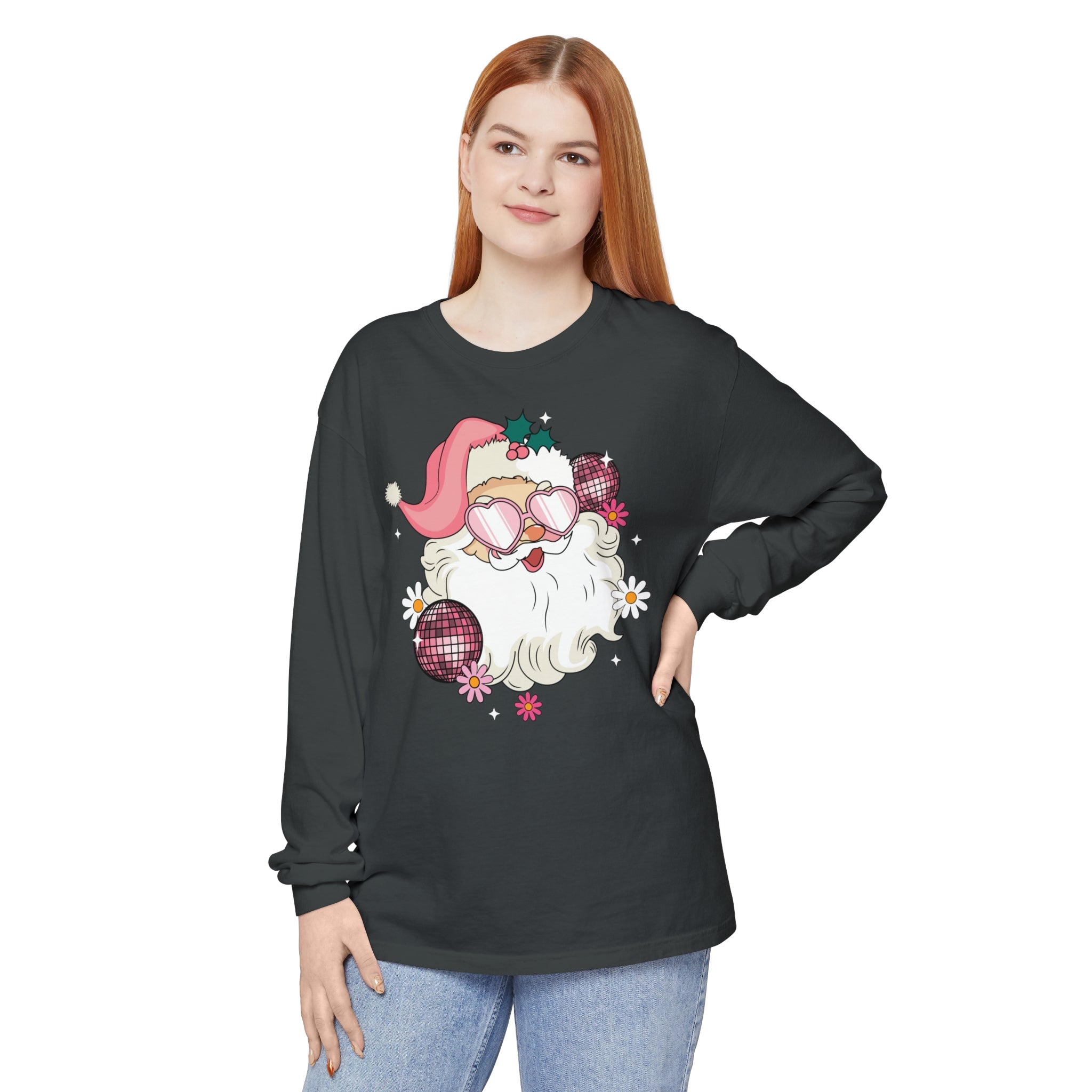 Christmas Pink Santa Long Sleeve T-Shirt