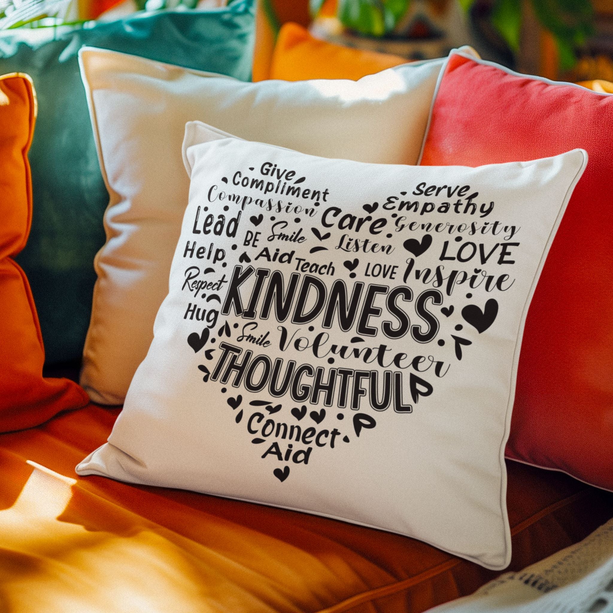 Cute Heart Be Kind Graphic Pillow