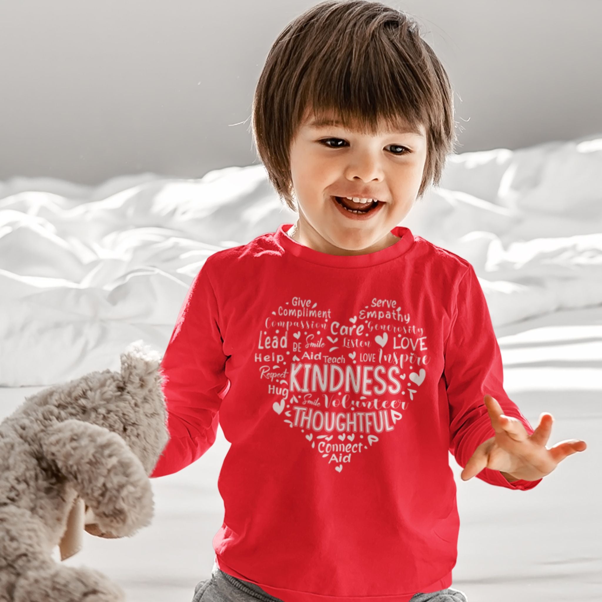 Cute Heart Be Kind Toddler Long Sleeve