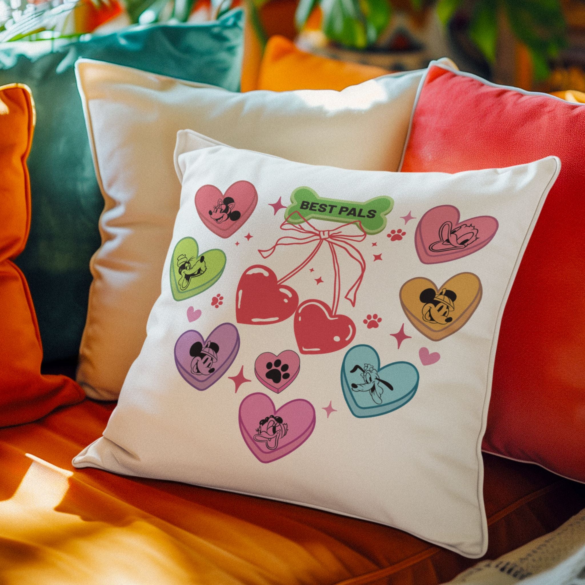 Disney Mickey And Friends Valentine Candy Hearts Pillow