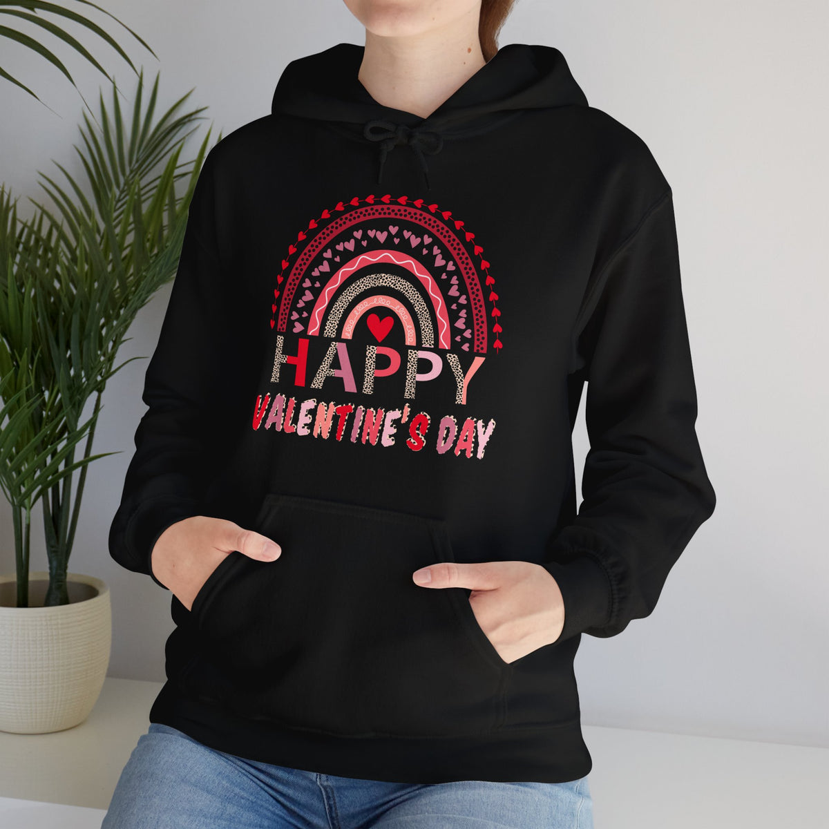 Happy Valentines Day Leopard Rainbow Hoodie