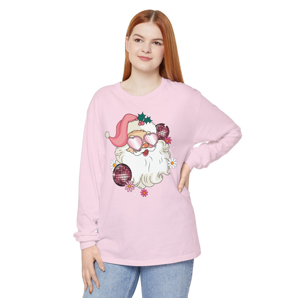 Pink Christmas Santa Long Sleeve shirt