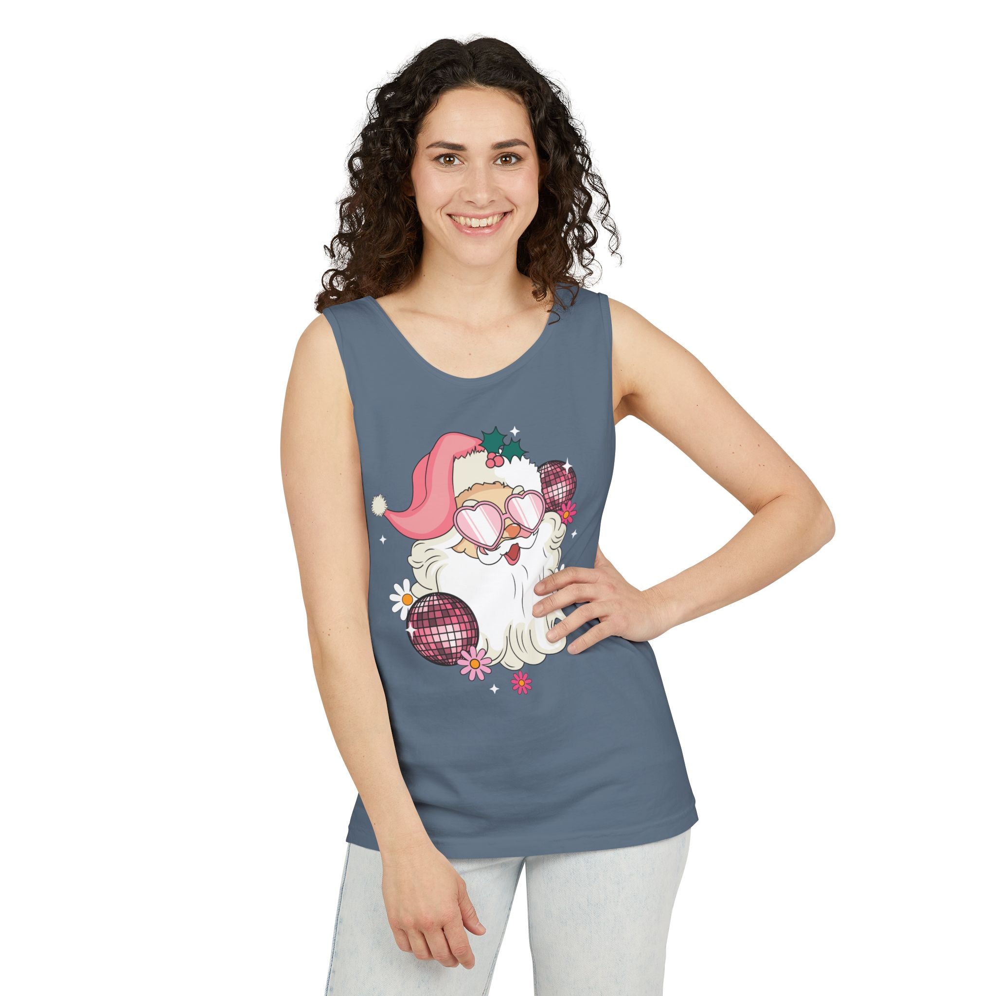 Pink Santa Tank Tops