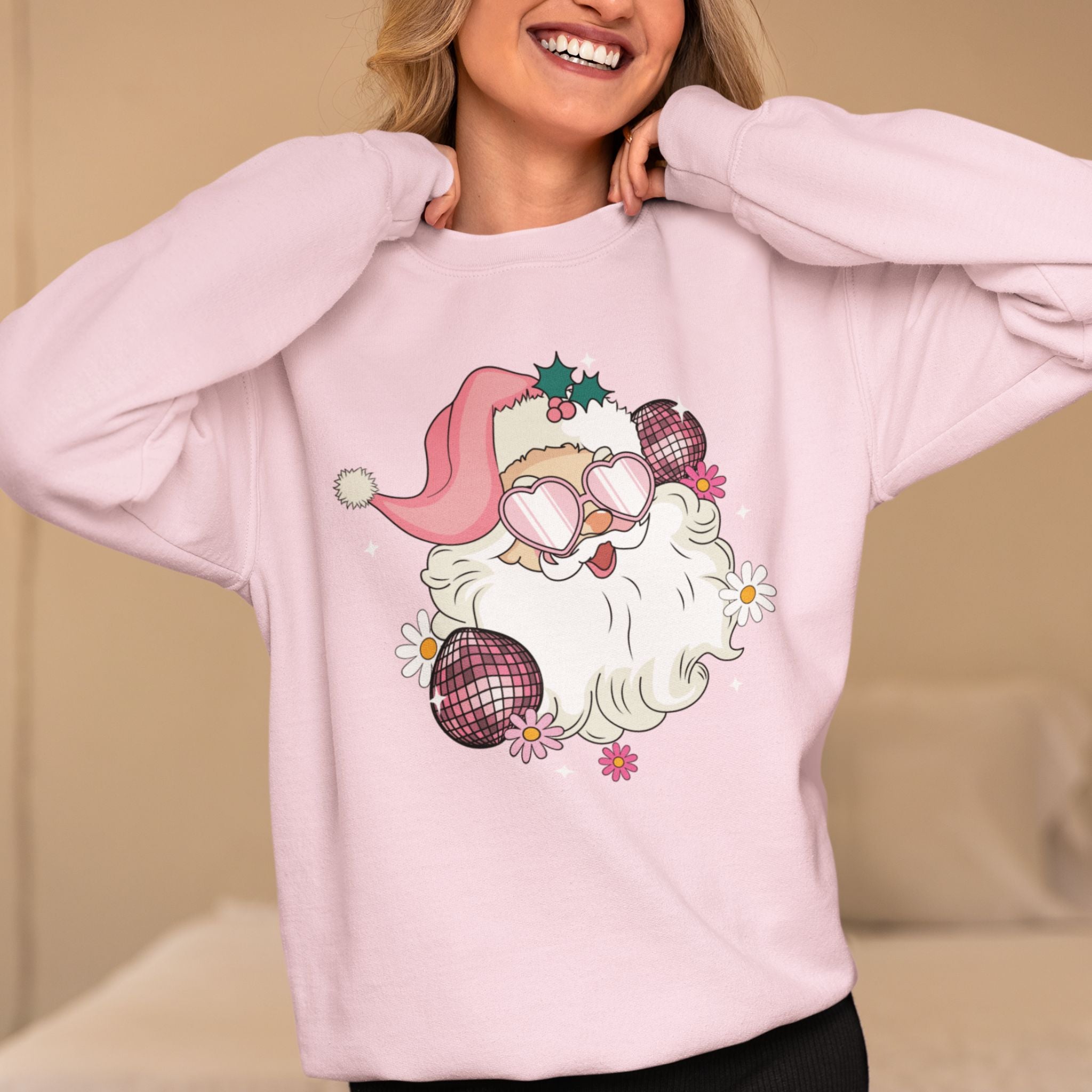 Retro Pink Santa Christmas Sweatshirt