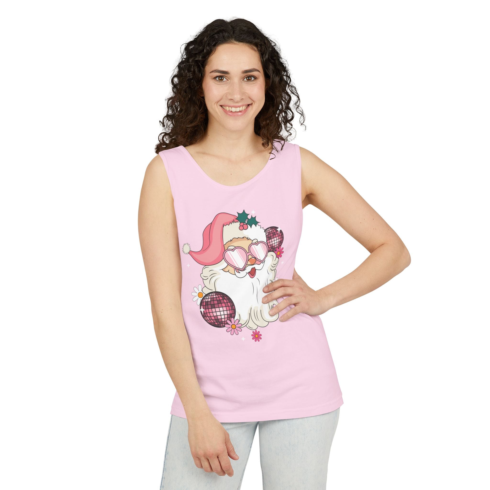 Retro Pink Santa Tank Tops