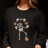 Dancing Skeleton Sweatshirt, Pumpkin Sweater, Pumpkin Skeleton Shirt, Fall Sweatshirt, Halloween Party Sweatshirt, Spooky Season Sweatshirt