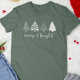 Merry Christmas Tree Shirt, Merry & Bright Christmas Tree Shirt, Womens Christmas Shirt, Cute Christmas Shirt, Holiday Shirt, Pine Tree Shirt