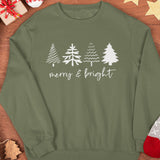 Merry & Bright Christmas Trees Sweatshirt, Merry and Bright Trees, Christmas Sweatshirt, Holiday Sweater, Womens Holiday Sweatshirt, Christmas Shirt, Winter Shirt